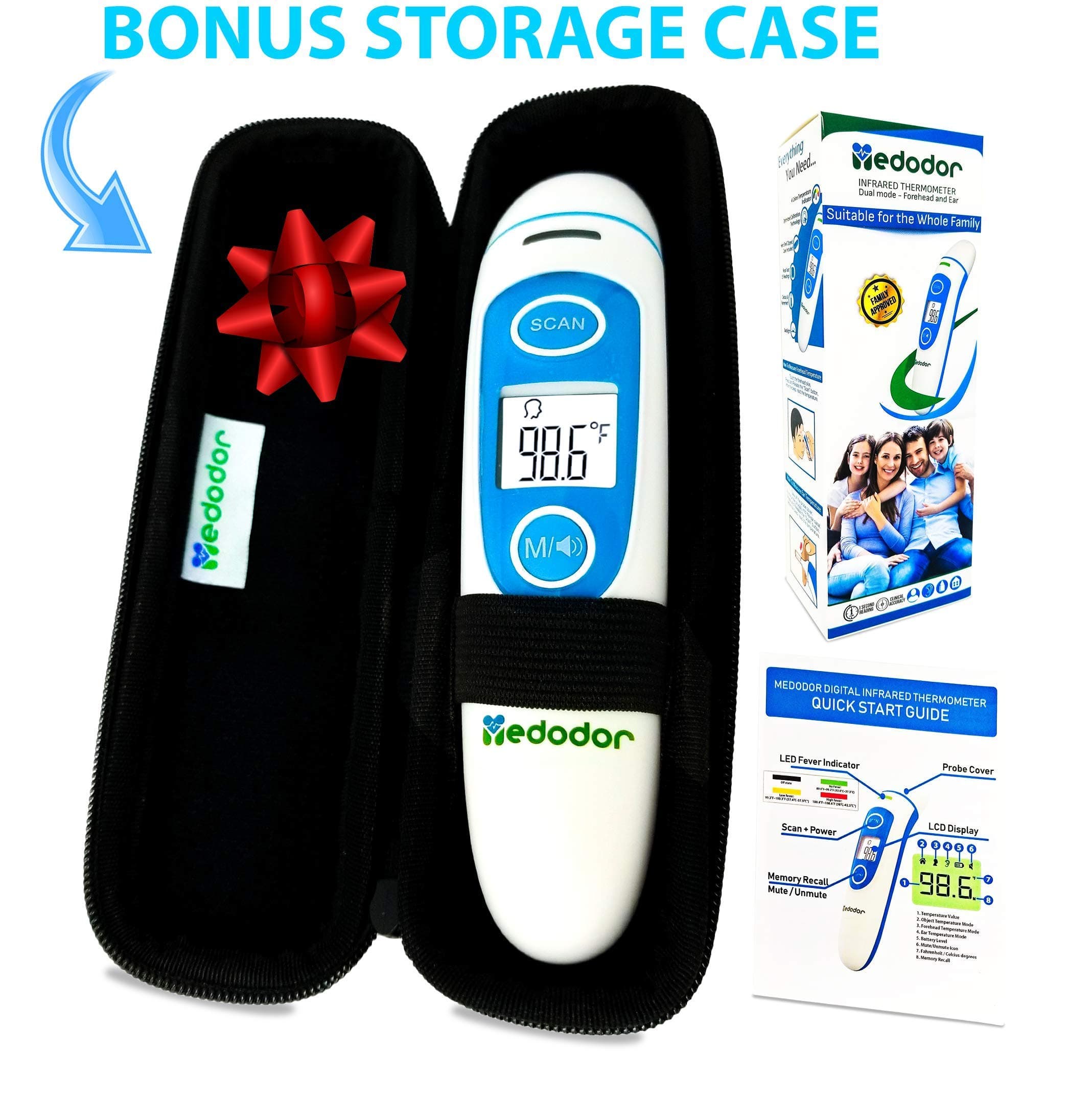 Baby Thermometer Forehead and Ear for Fever- Digital Infrared Medical Infant Thermometer - Instant Accurate Reading for Baby Infant Kids and Adults by Medodor