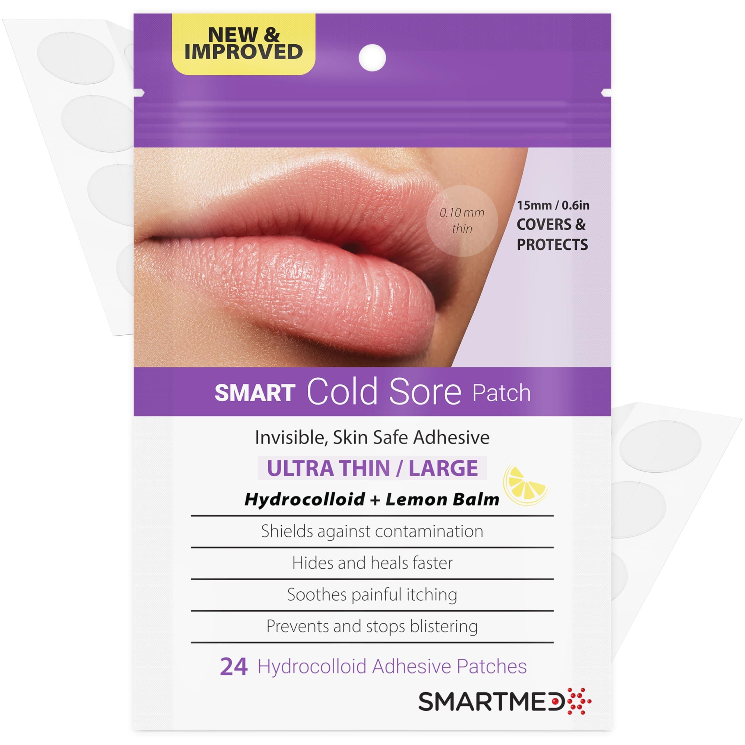SMARTMED Cold Sore Treatment Patch Duo | 60 Patches – Large Ultra Thin 15mm &...