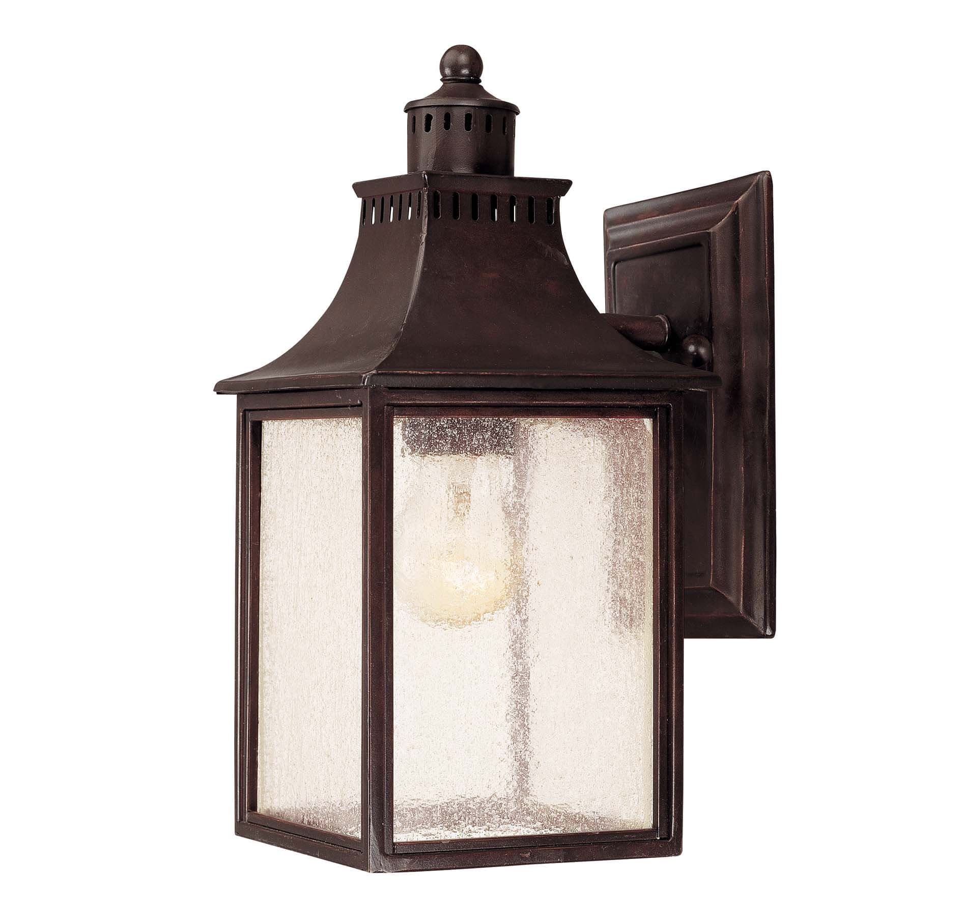 Savoy House Lighting 5-254-13 Monte Grande Collection 1-Light Outdoor Wall Mount 11.5-Inch Lantern, English Bronze with Pale Cream Seeded Glass