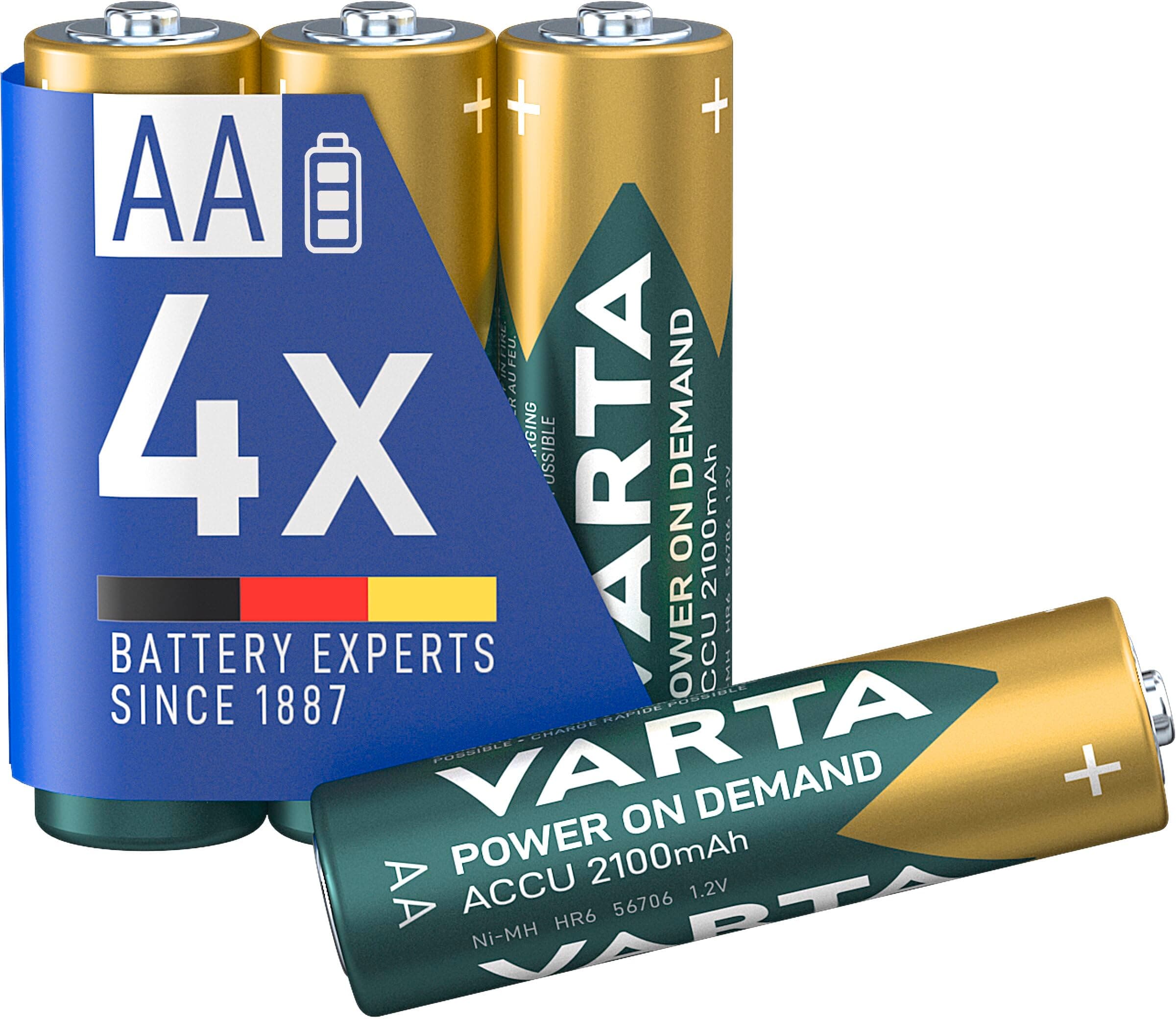 VARTA Ready2Use pre-charged rechargeable AA Mignon Ni-Mh battery (4-pack, 2,100 mAh), rechargeable without memory effect - ready for immediate use