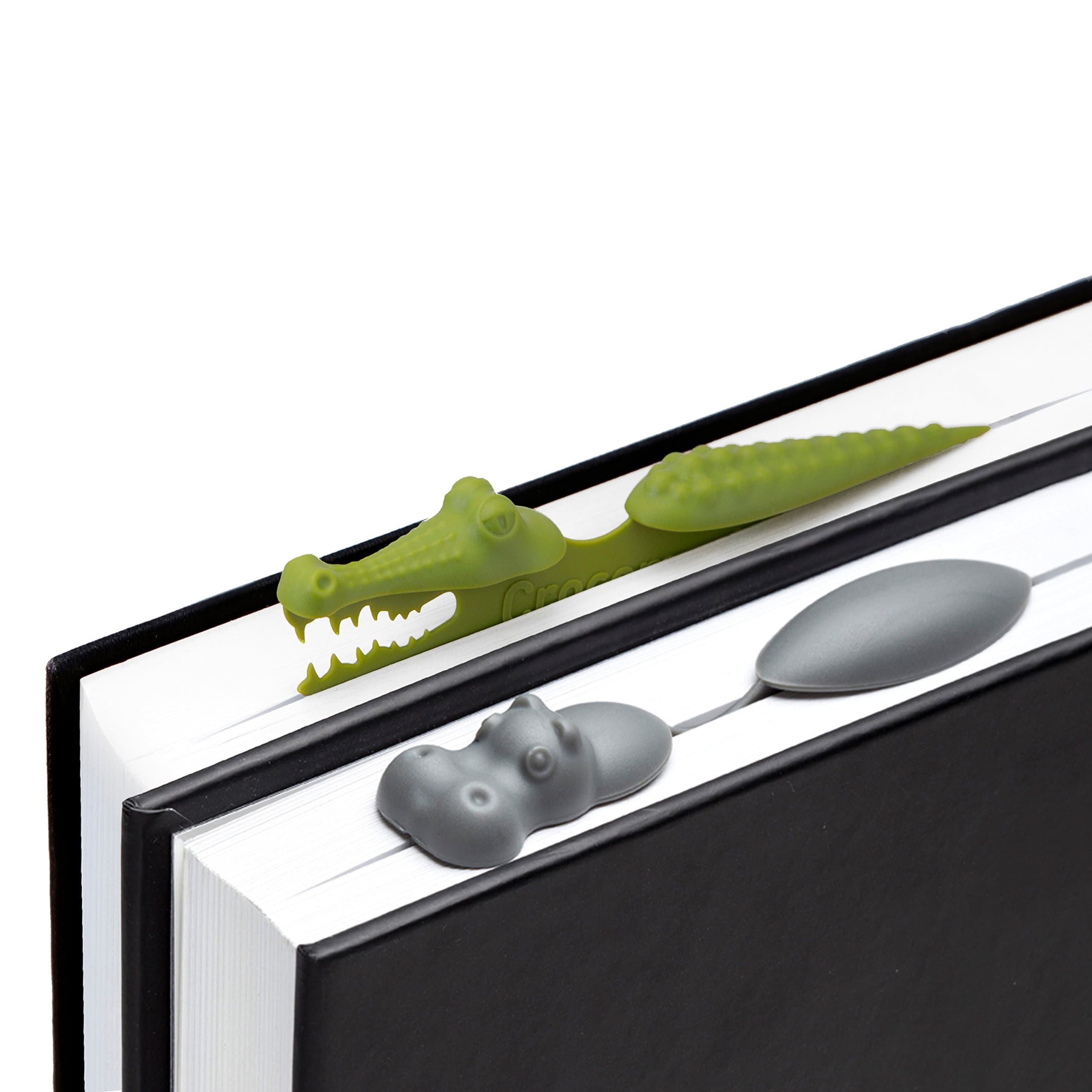 Peleg Design Crocomark and Hippomark, Cool Animal Bookmark Set (2 Pack) Crocodile and Hippo Shaped Bookmarks for Kids and Adults