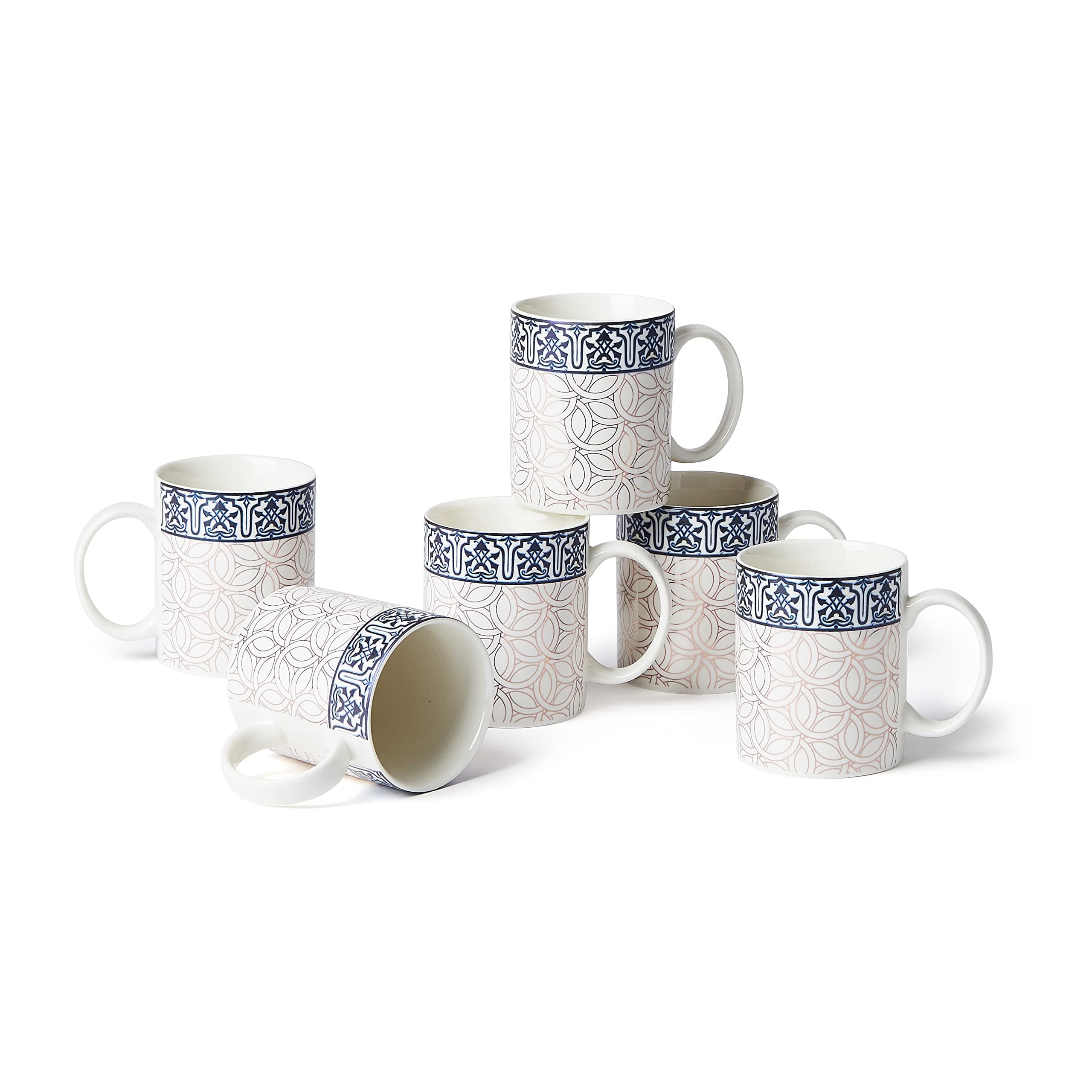 Istekana, Tea Mug Set 6Pc, Made Of Porcelain With Assorted Color Decorated Design., 5552MUG