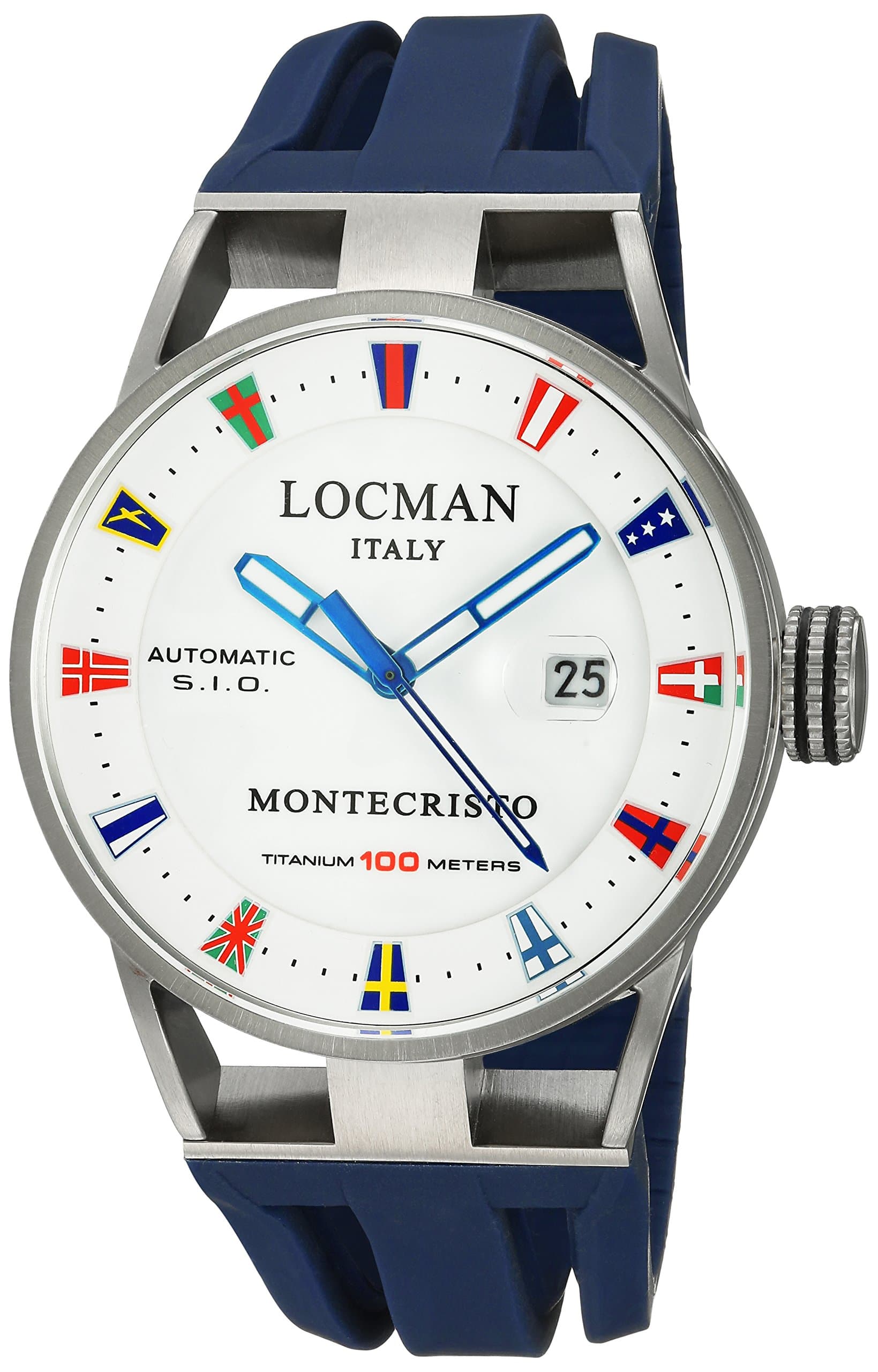 Locman Italy Men Analog Automatic Watch with Rubber Strap 051100WHFLAGGOB