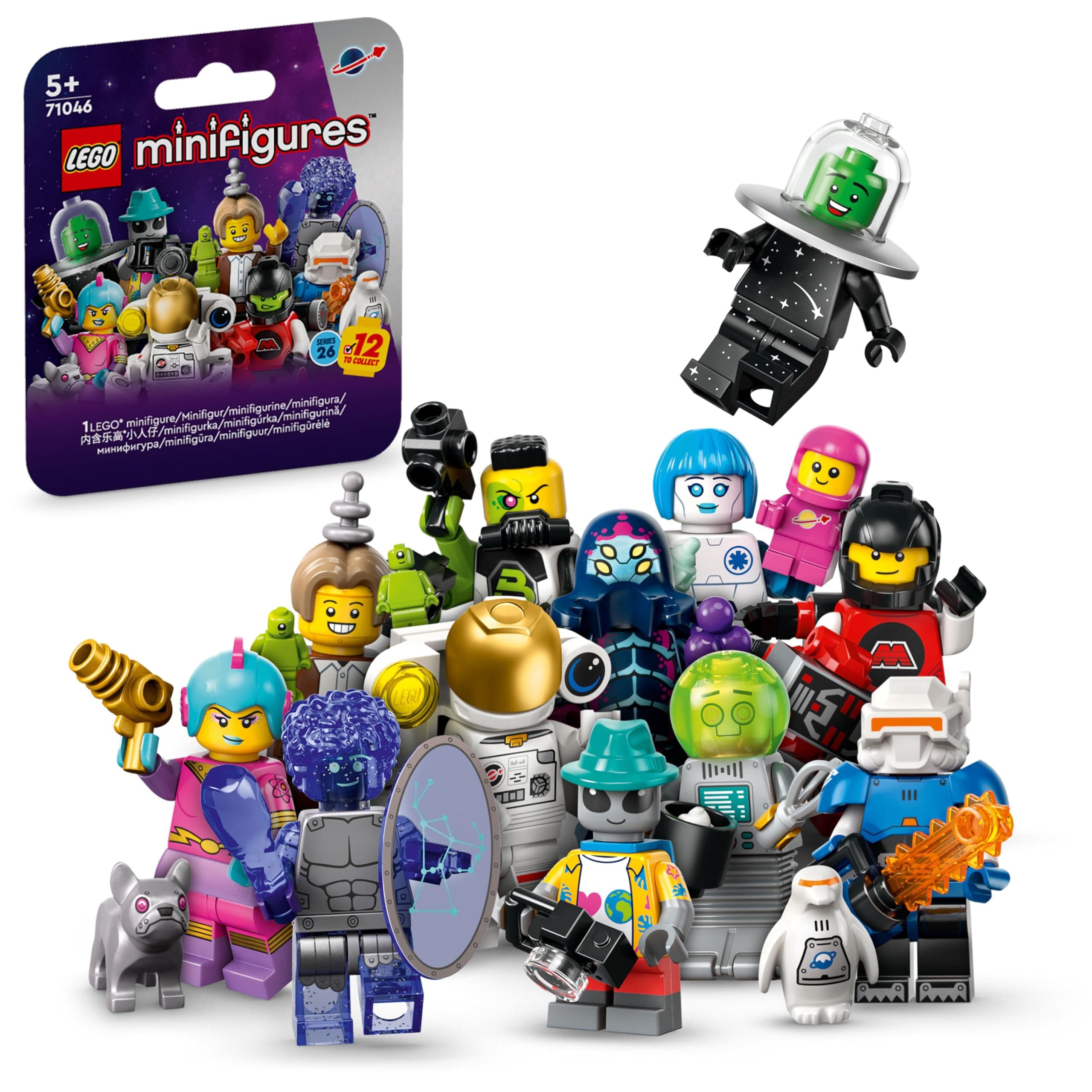 71046 Minifigures Weltraum Serie 26, Überraschungsbox mit 1 von 12 Figuren