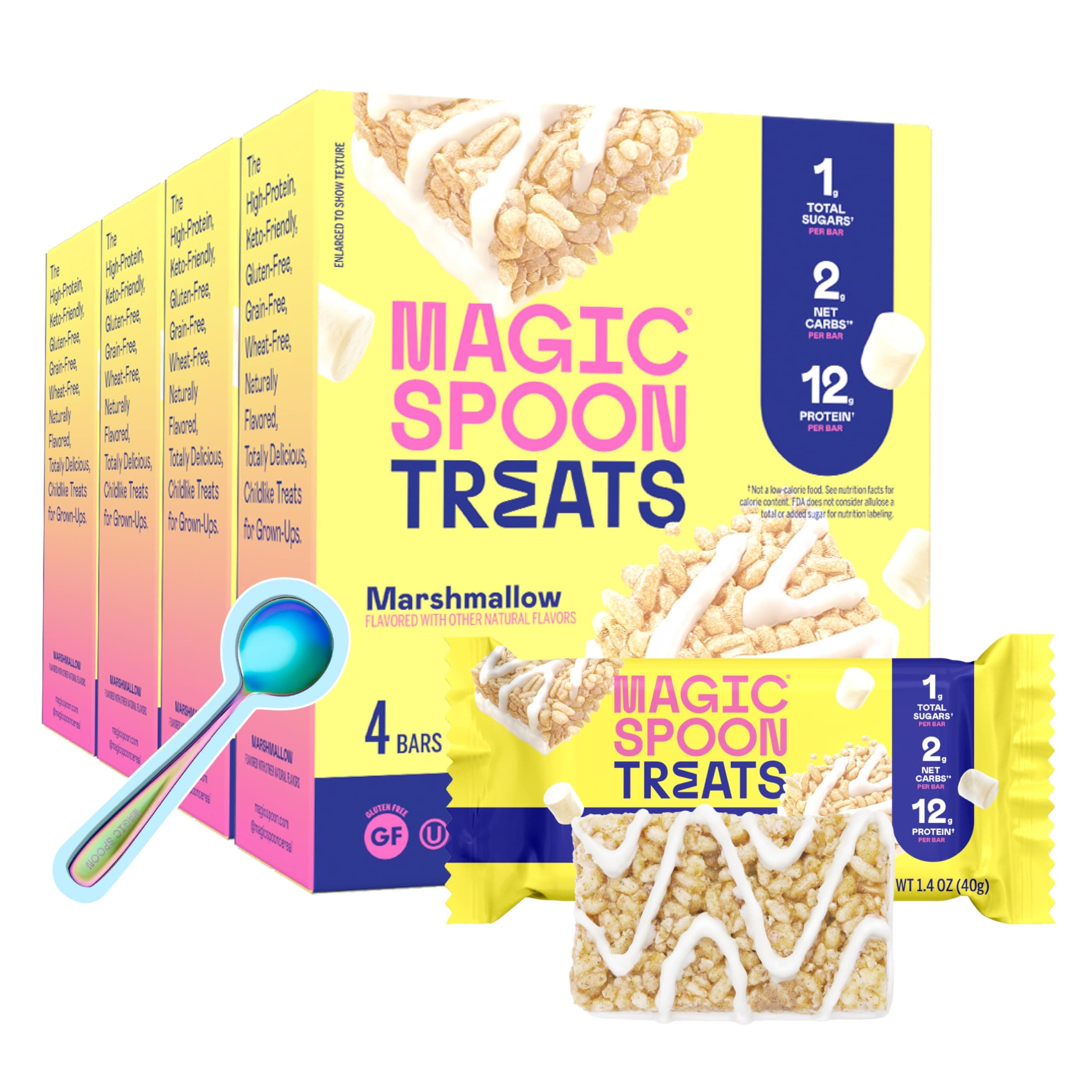 MAGIC SPOON Treats and Spoon - High Protein, Low Carb, Keto Friendly, 1g Sugar, Gluten Free, Crunchy Protein Bar, Cereal Bar, Healthy pa
