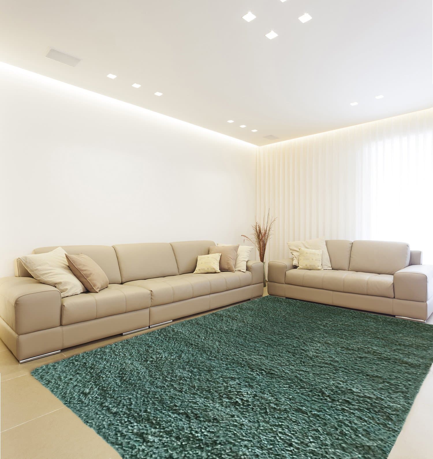 Sultansville Colorville Collection High-Pile Soft Shag Area Rug, Teal