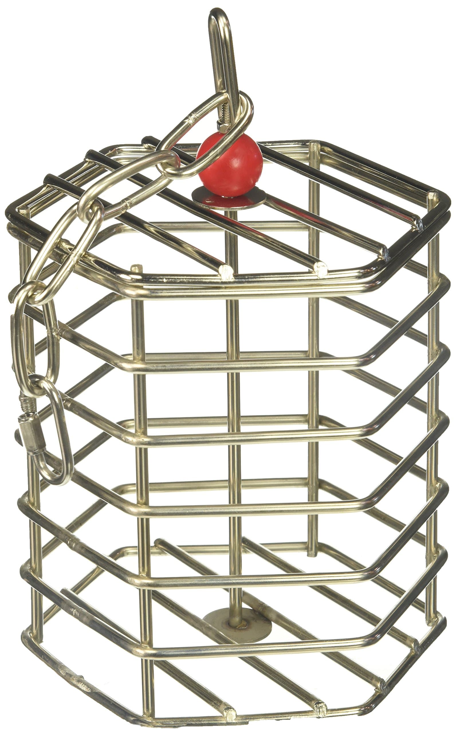 Stainless Steel Baffle Cage - Hanging Foraging Toy Feeder for Medium to Large Birds - Large