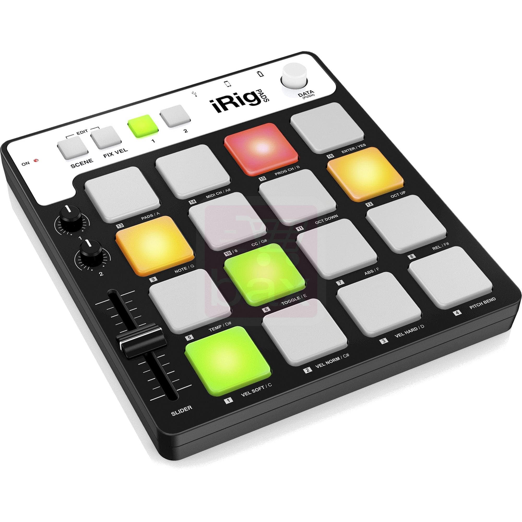 IK Multimedia iRig Pads MIDI groove controller, portable & lightweight MPC-style beat machine with 16 velocity-sensitive backlit rubber pads - studio equipment for iPhone, iPad, Android, Mac, PC