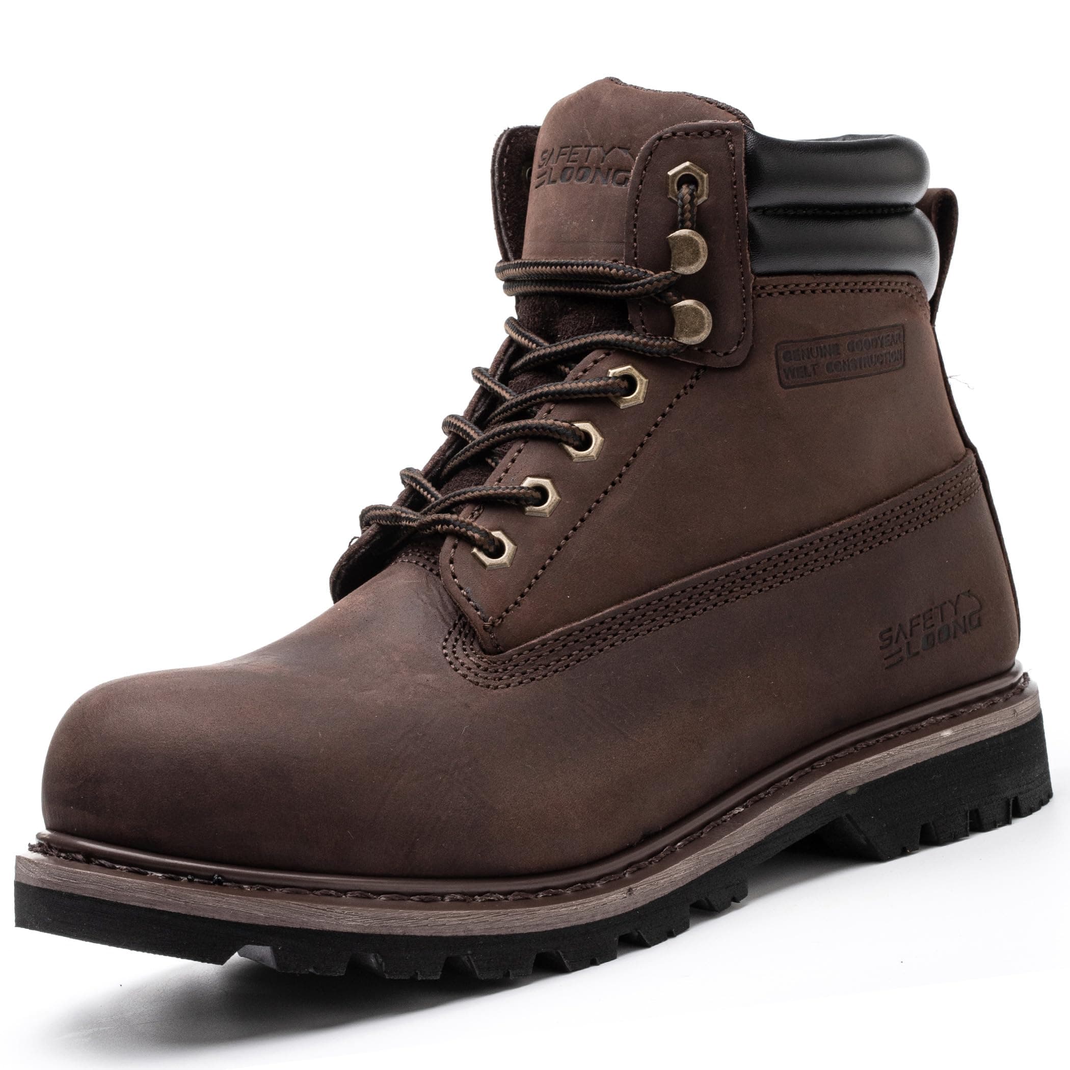 Work Boots for Men Waterproof Soft Toe Non Slip Comfortable Leather Workboots