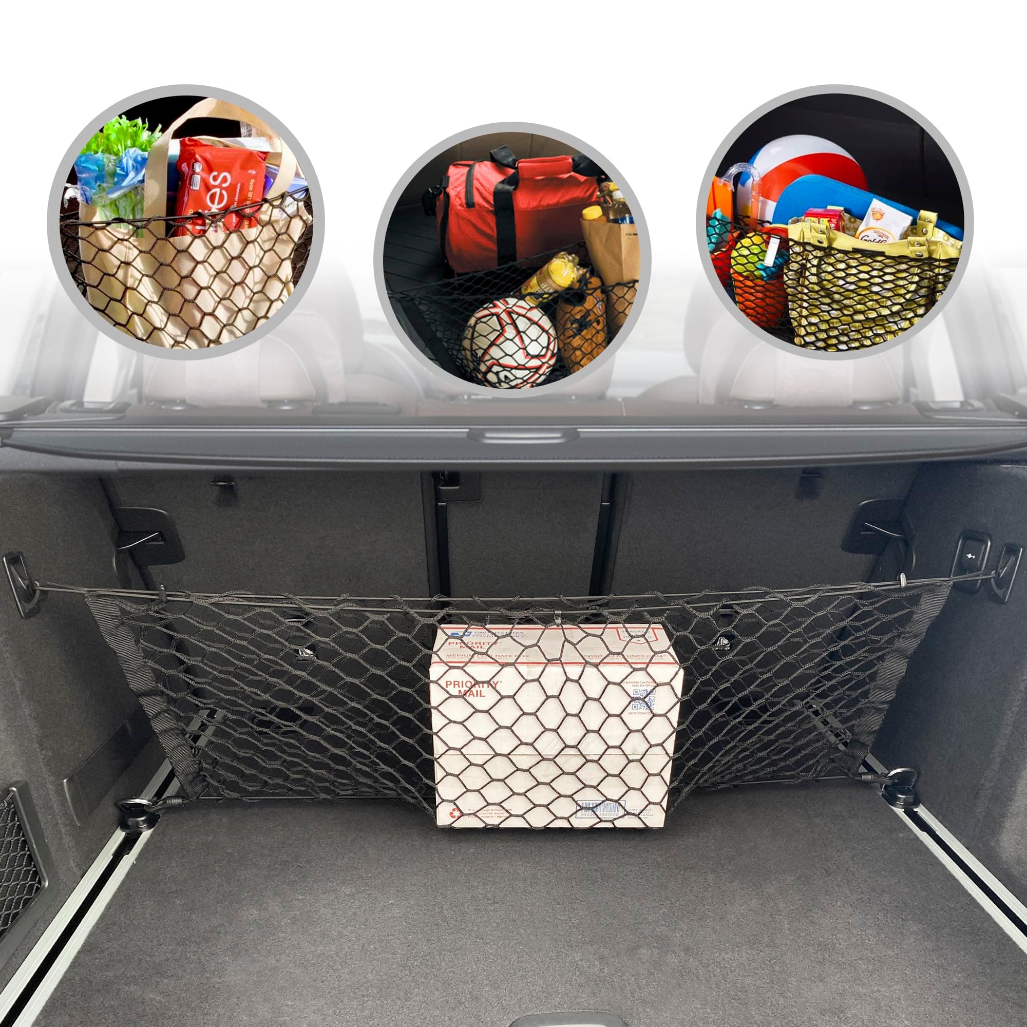 Envelope Style Automotive Elastic Trunk Mesh Cargo Net for BMW X3 Accessories 2017-2025 - Premium Trunk Organizers and Storage - Luggage Net for Crossover - Best Car Organizer for BMW X3