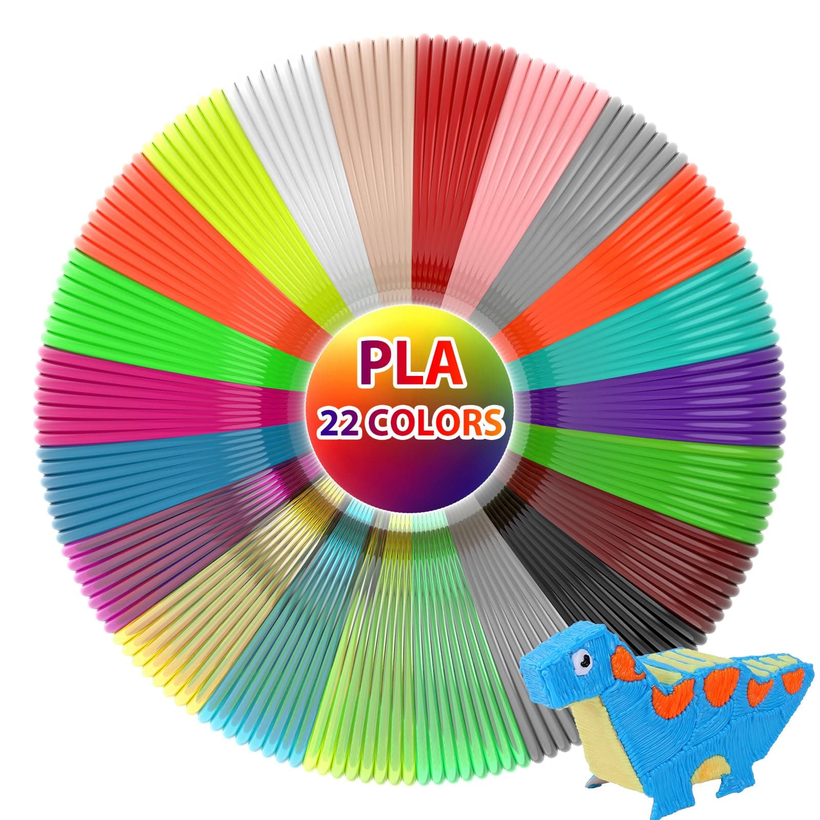 22 Colors 3D Pen Filament 1.75mm PLA, Each Color 10 Feet, Total 220 Feet 3D Pen Filament Refills 3D Printing Pen Refills with High-Precision Diameter Not Compatible with 3Doodler Pen