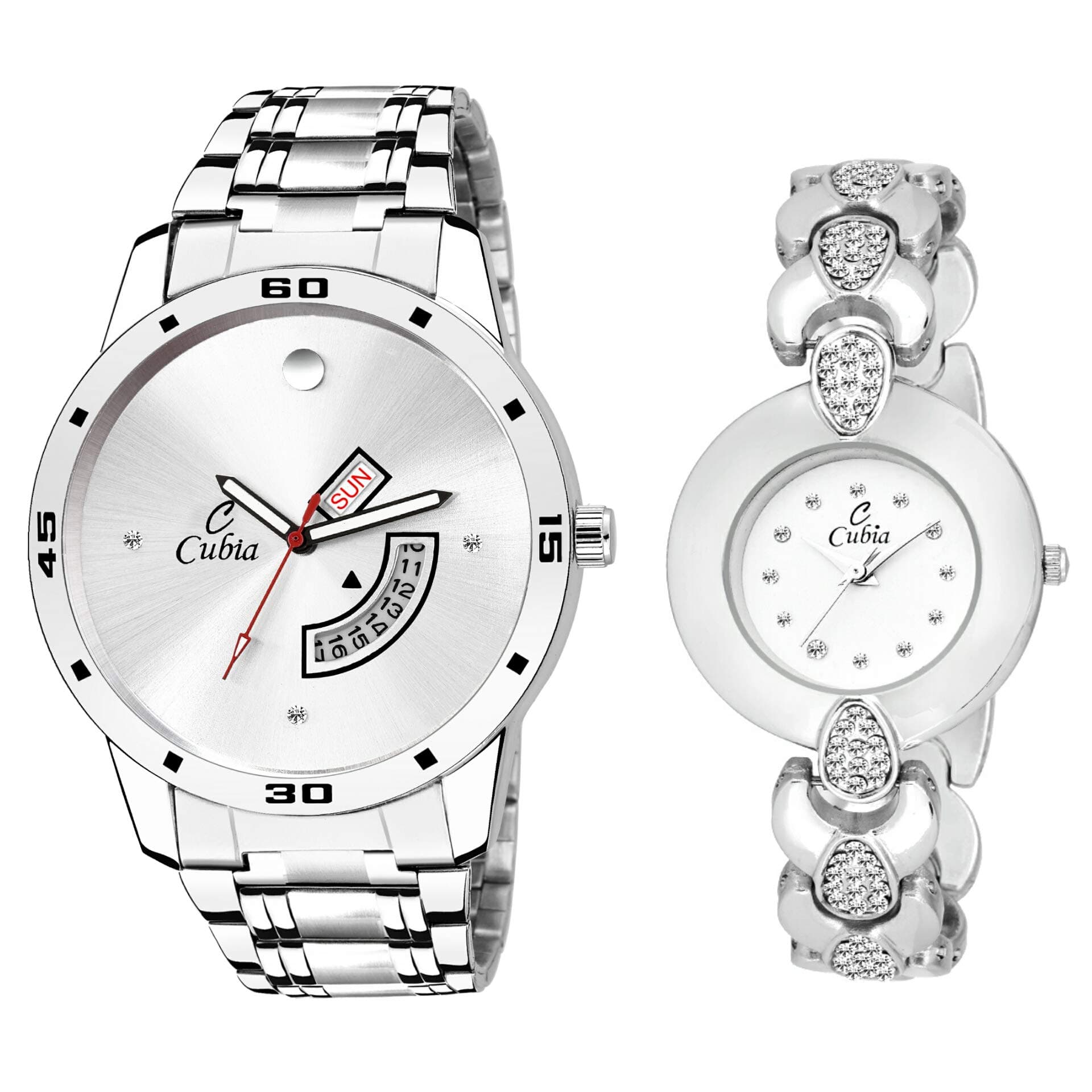 Cubia Analogue Unisex Watch (White Dial Silver Colored Strap)