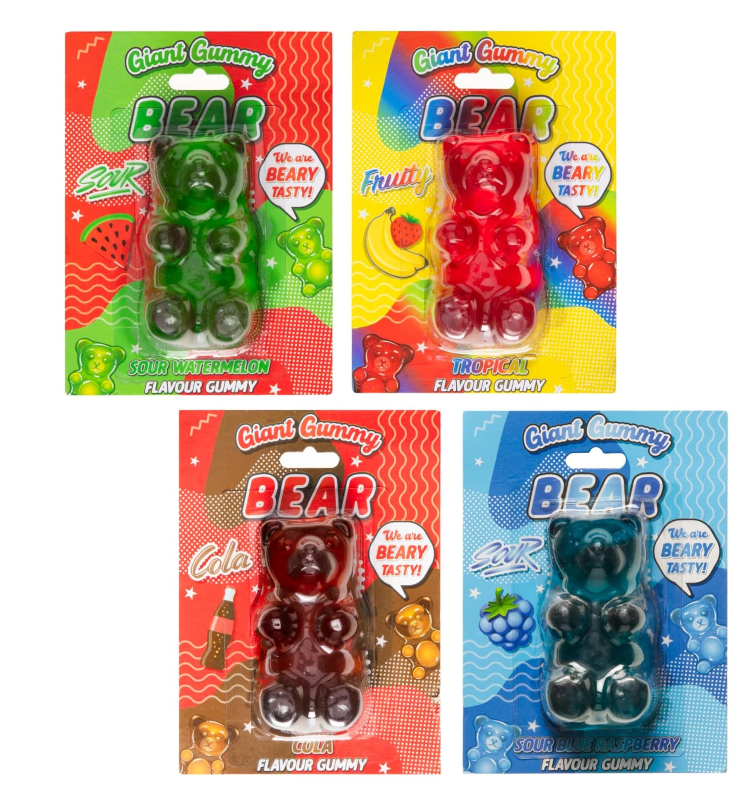 Giant Gummy Assorted Shaped & Flavoured Candy Jelly Xmas Stocking Filler Sweets (Giant Bear (PK Of 4))