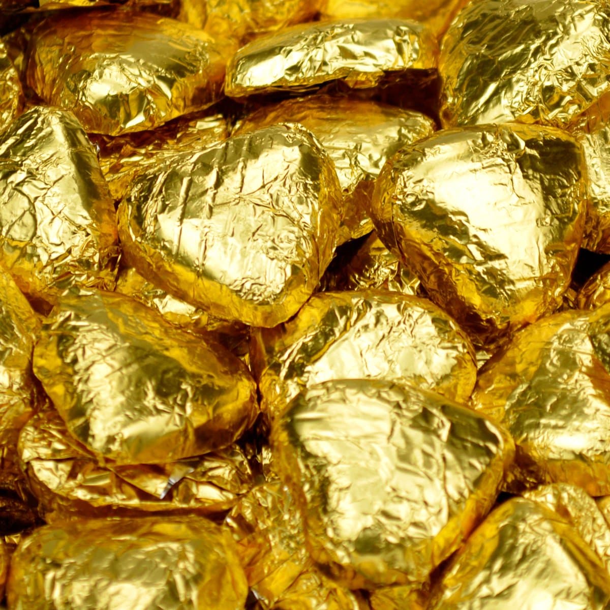 Gold Chocolate Foil Wrapped Hearts 50 Pcs (280g) - From Sweet Factore