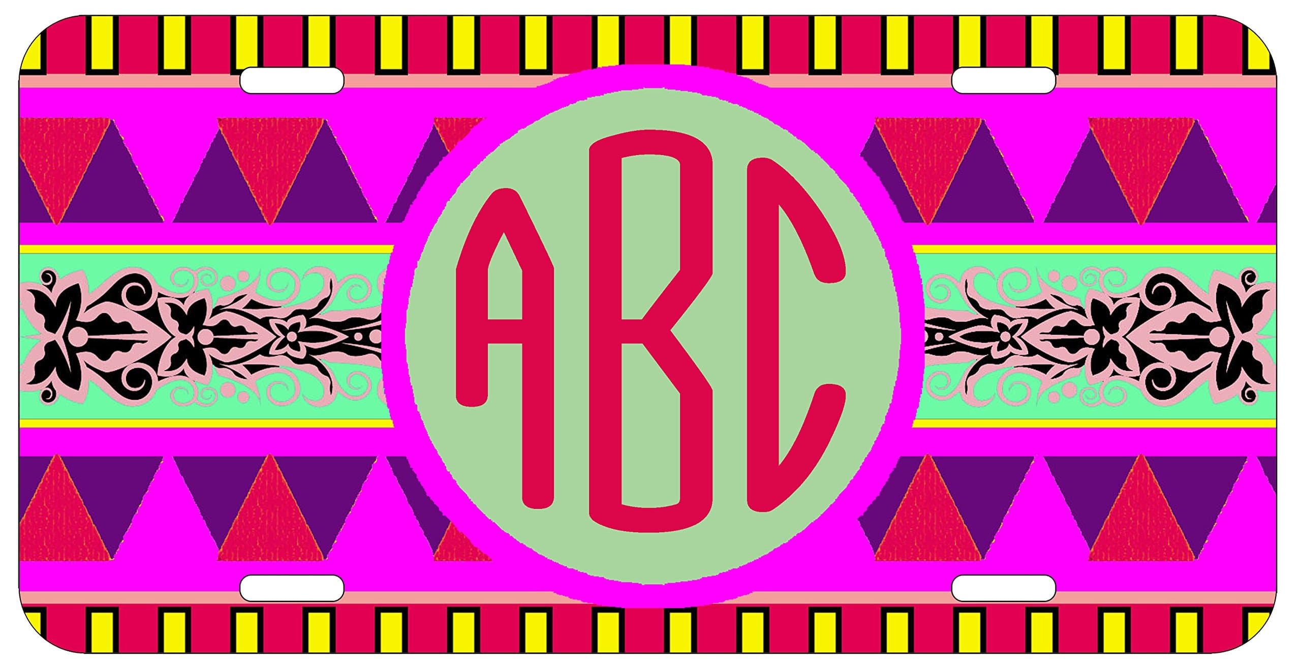 Personalized Monogrammed Aztec Tribal Car License Plate Auto Tag