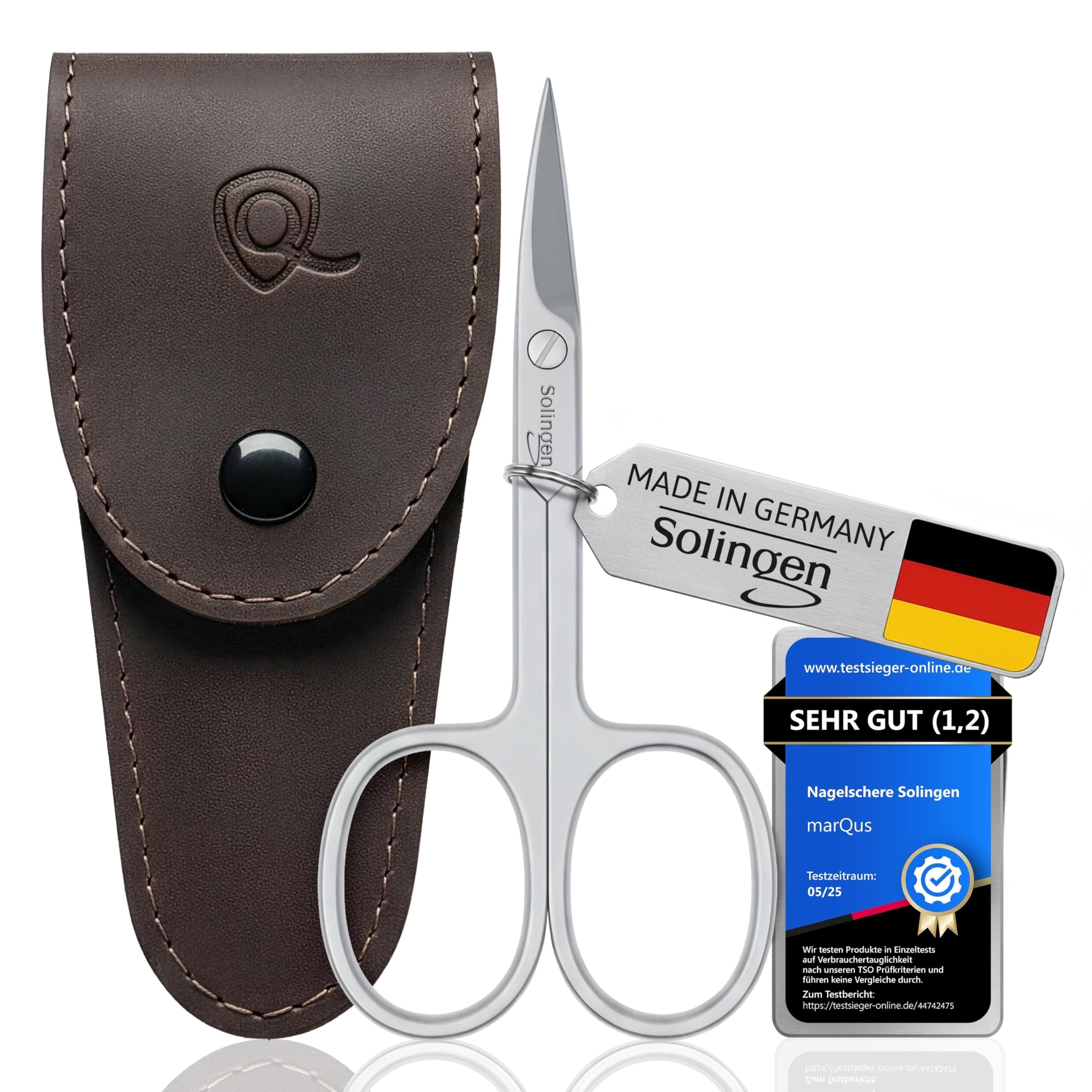 Solingen Nail Scissors Curved Blade – Precision German Steel for Fingernails & Toenails, Manicure & Pedicure, Extra Sharp with Stylish Storage Case