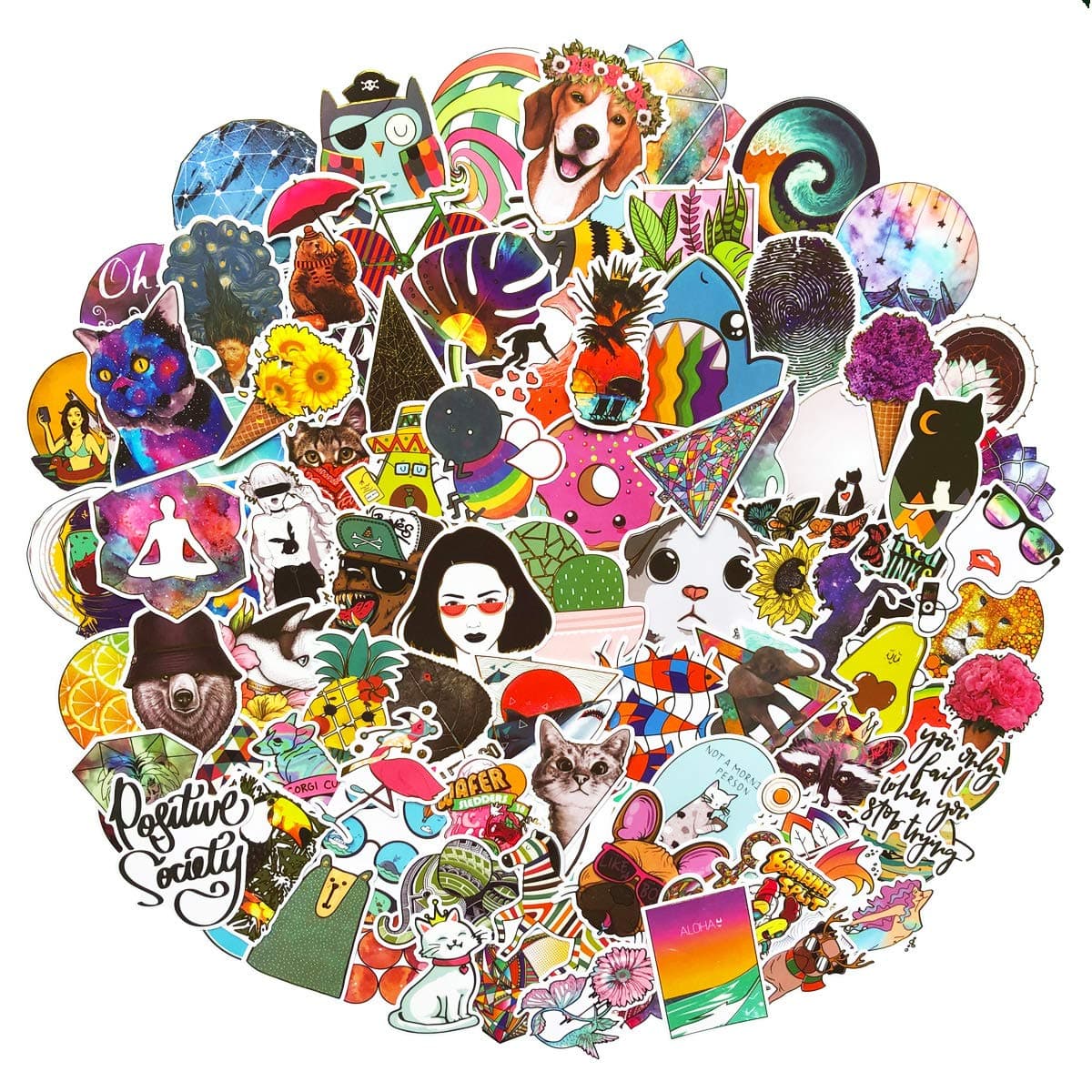 100PCS Cute Stickers Laptop and Water Bottle Decal Gold Stamping Transparent Aesthetic Sticker Pack for Teens Girls Women Vinyl Stickers Waterproof (Water Bottles 100)