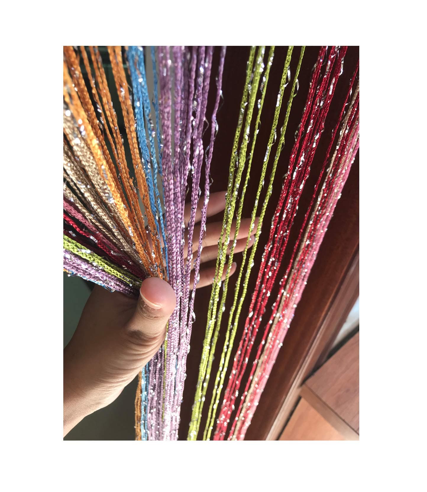 1x2 M Door String Curtain Rare Flat Thread Fringe Panel Room Divider Cute Strip Tassel for Wedding Coffee House Restaurant Parts (Multicolor)