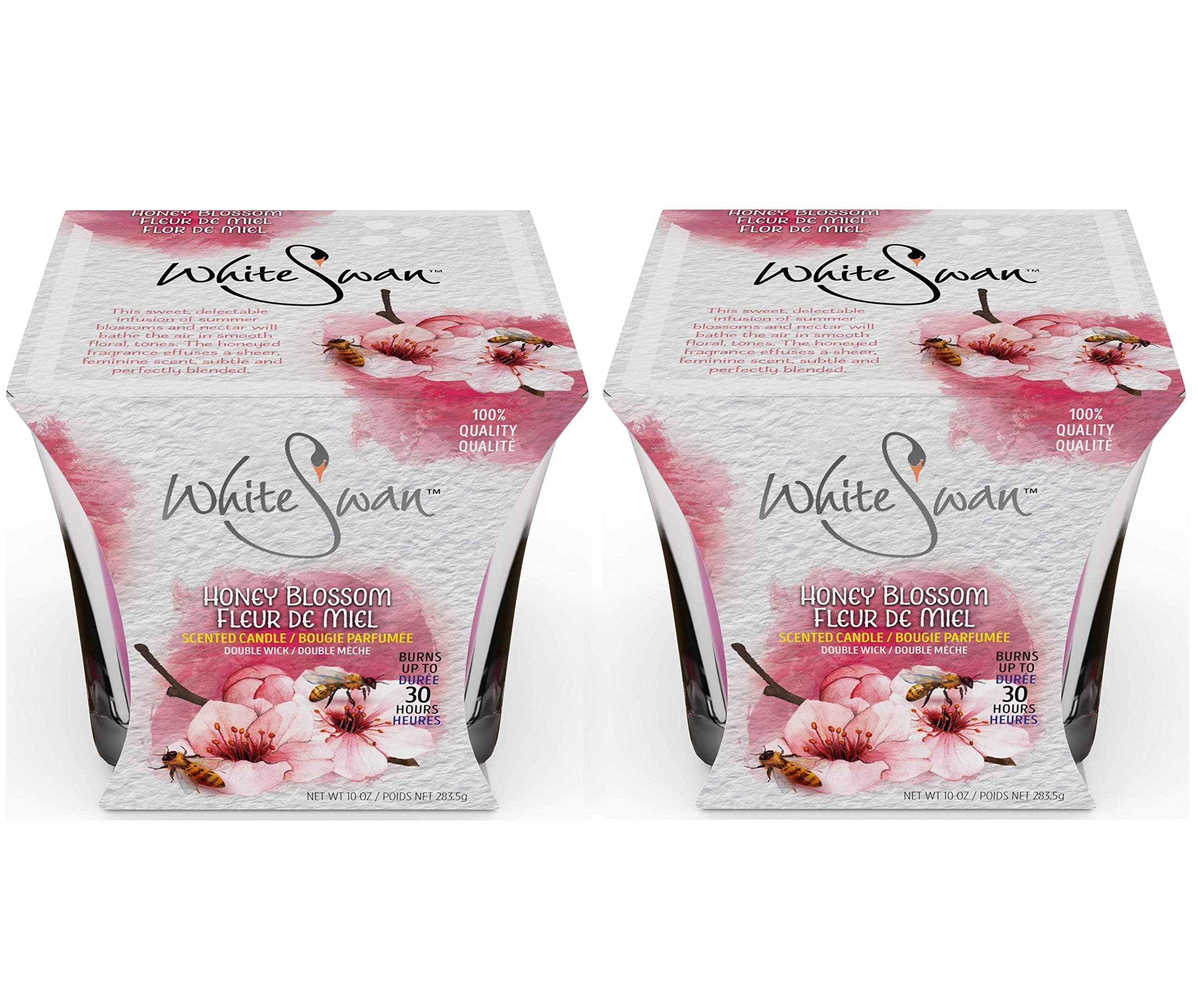 White Swan Premium Scented Candle (Honey Blossom) & Large Candle Set - Long Lasting -30 Hrs | Pure Natural Strong Fragrance Ideal for Bath or Bedroom to Eliminate Odor, Stress Relief