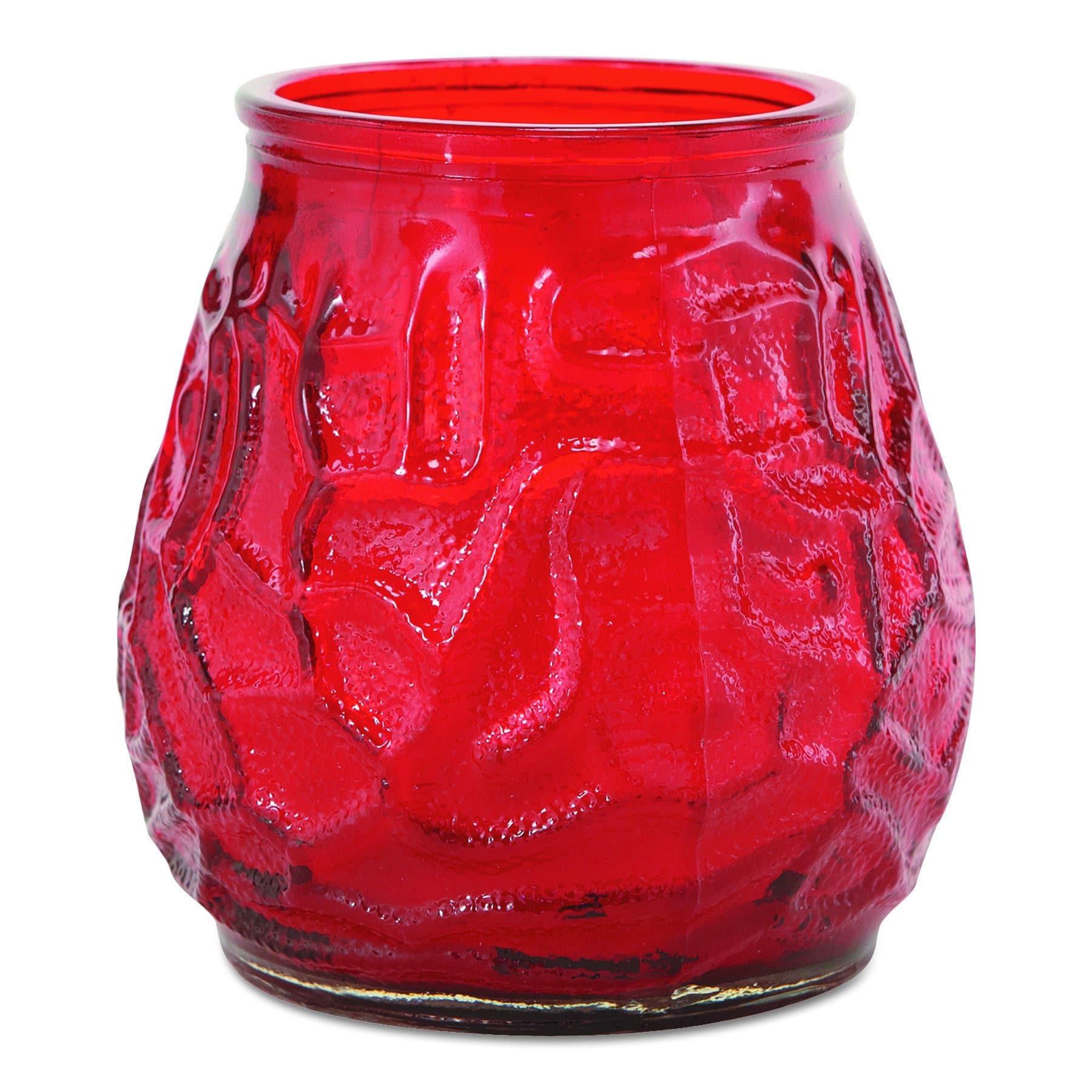 F460RD Victorian Filled Glass Candles, 60 Hour Burn, 3 3/4"h, Red (Case of 12)