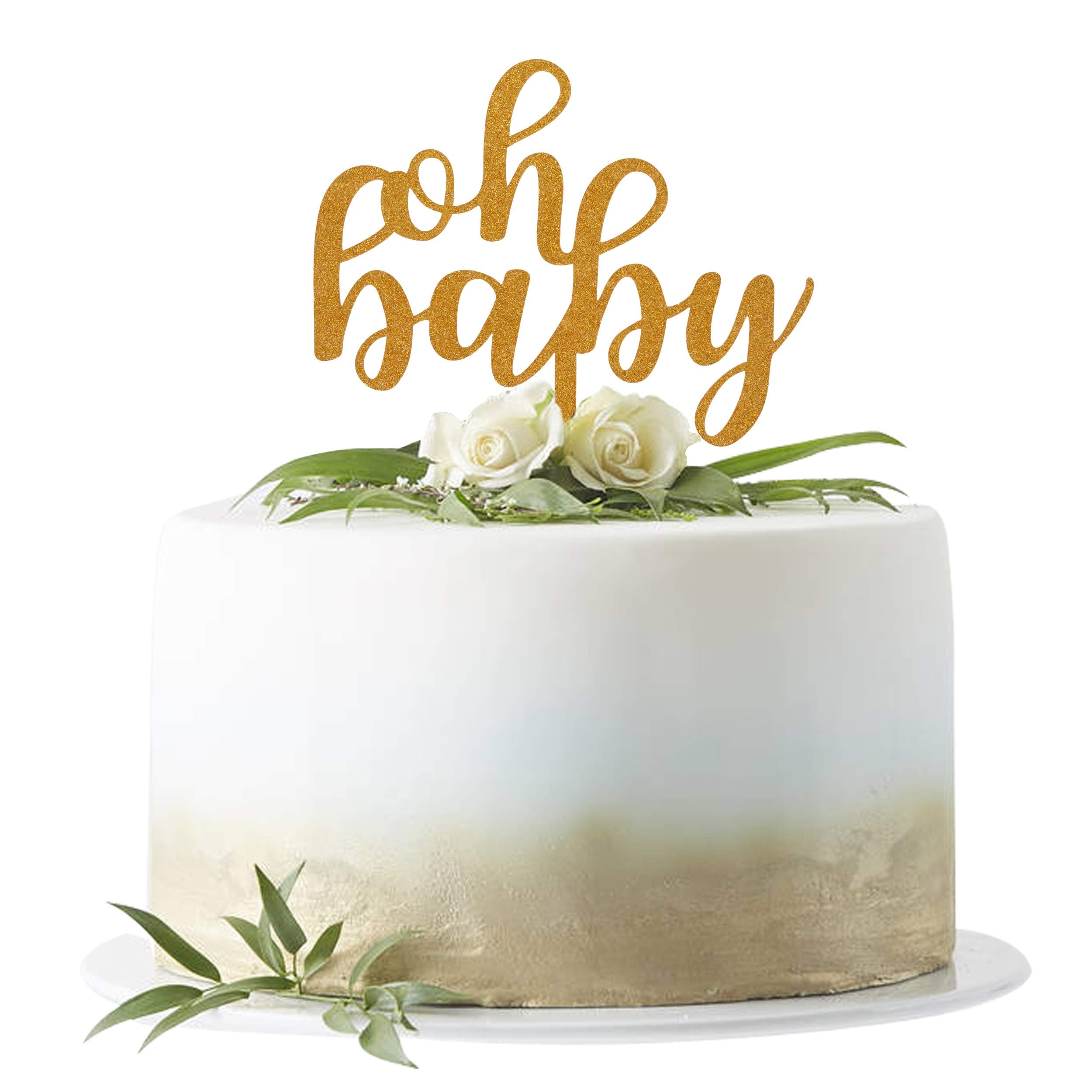 Omkraft Glitter Gold Oh Baby Topper for Baby Shower/First Birthday