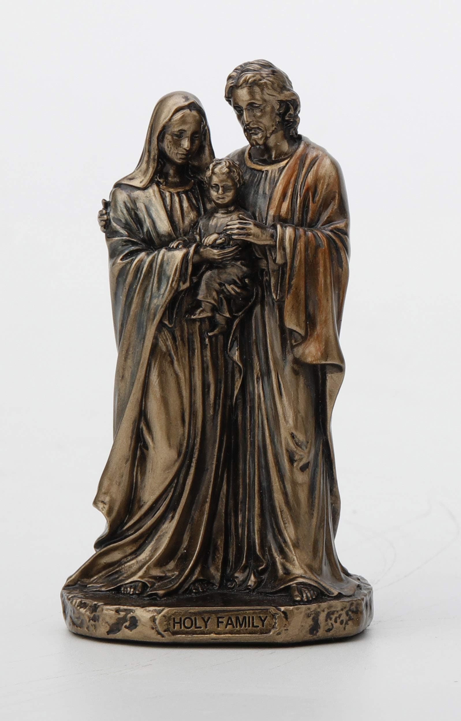 Veronese Design 3 3/8 Inch Holy Family Cast Resin Hand Painted Antique Bronze Finish Statue Home Decor