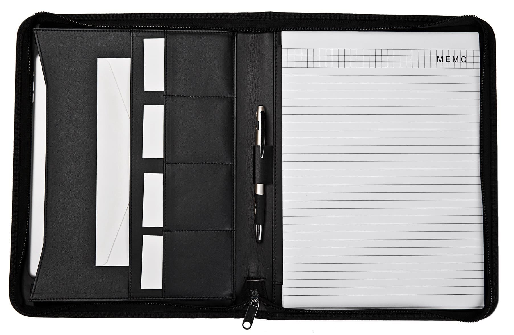 Business Letter Size Executive Padfolio Portfolio with Writing Pads, Left Handed and Right Handed Use by Jancosta (zip black)