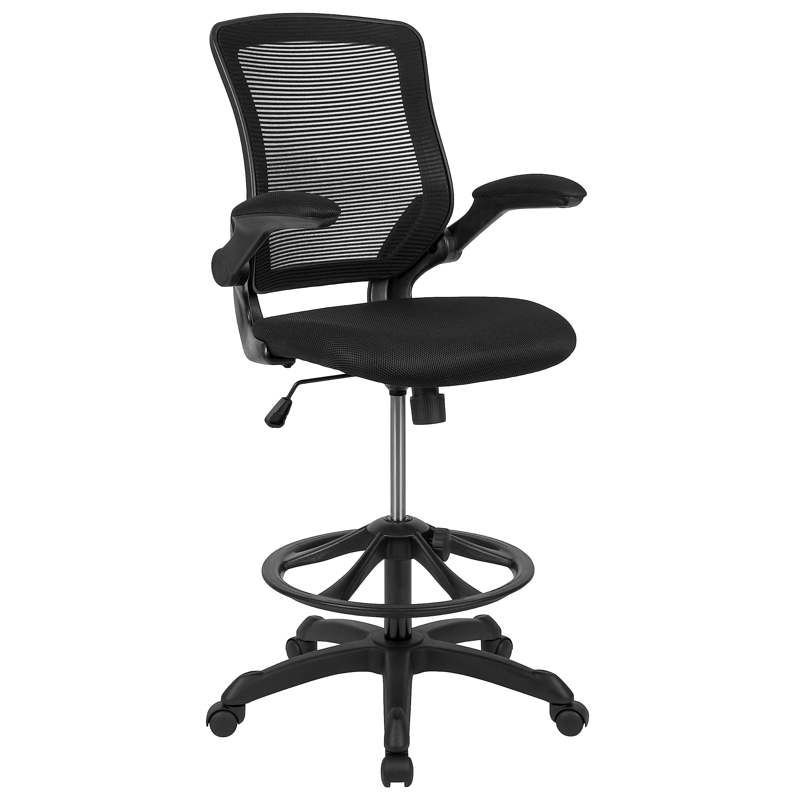 Kale Mid-Back Swivel Office Chair with Adjustable Foot Ring, Lumbar Support, and Seat Height, Ergonomic Mesh Executive Chair, Black