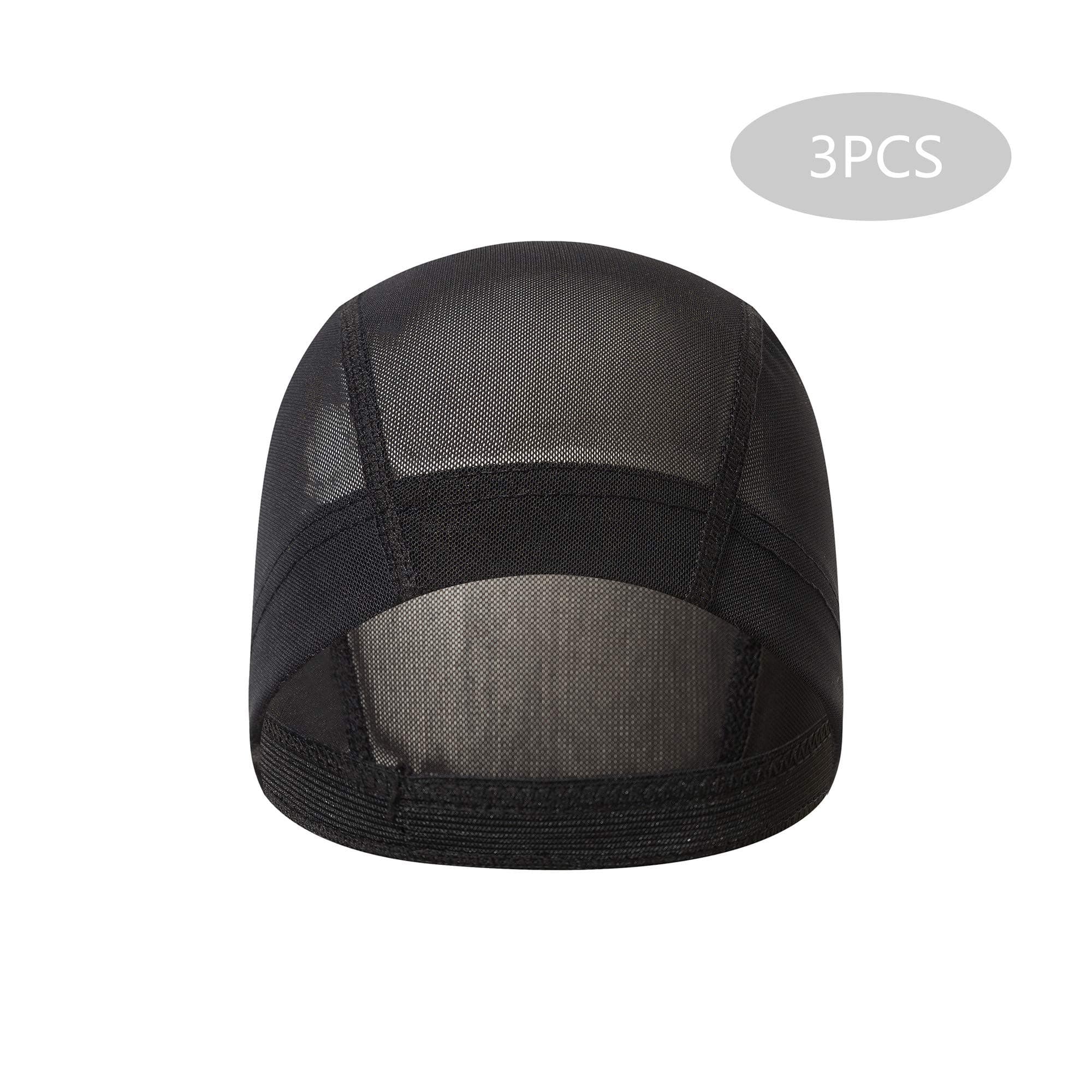 Chrontier 3PCS Breathable Mesh Wig Cap Net Dome Style Hairnets Elastic Stretchy Band Men Women Unisex Wigs Hair Extensions Hairpieces Weft Professional Snood Toupee Black