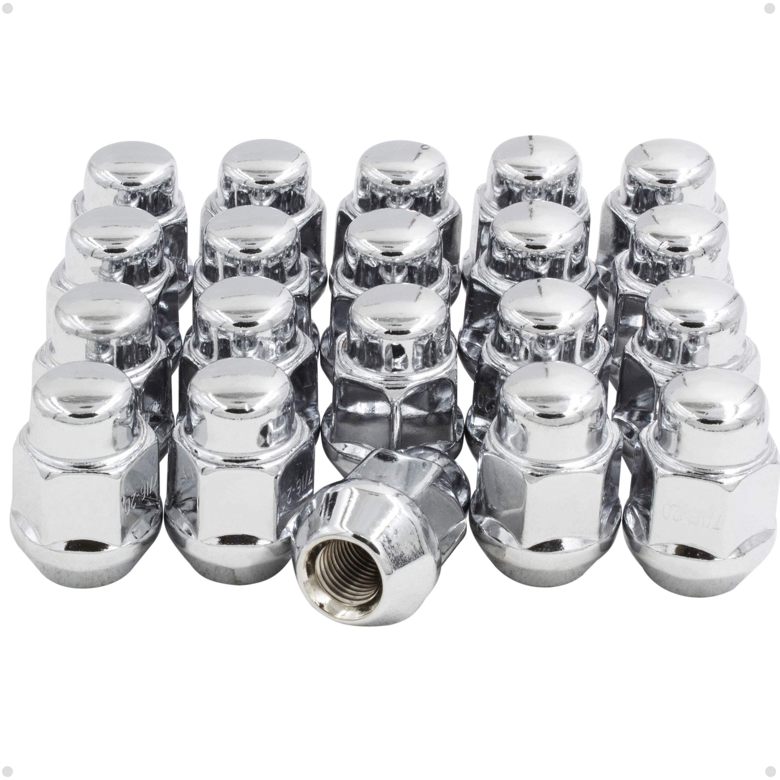Set of 20 Lug Nut Closed End Bulge Acorn Lug Nuts 1.38ââ‚¬Â Long - Cone Seat - 21mm (13/16ââ‚¬Â) Hex Lug Nut (Chrome) (M14 x 1.5)