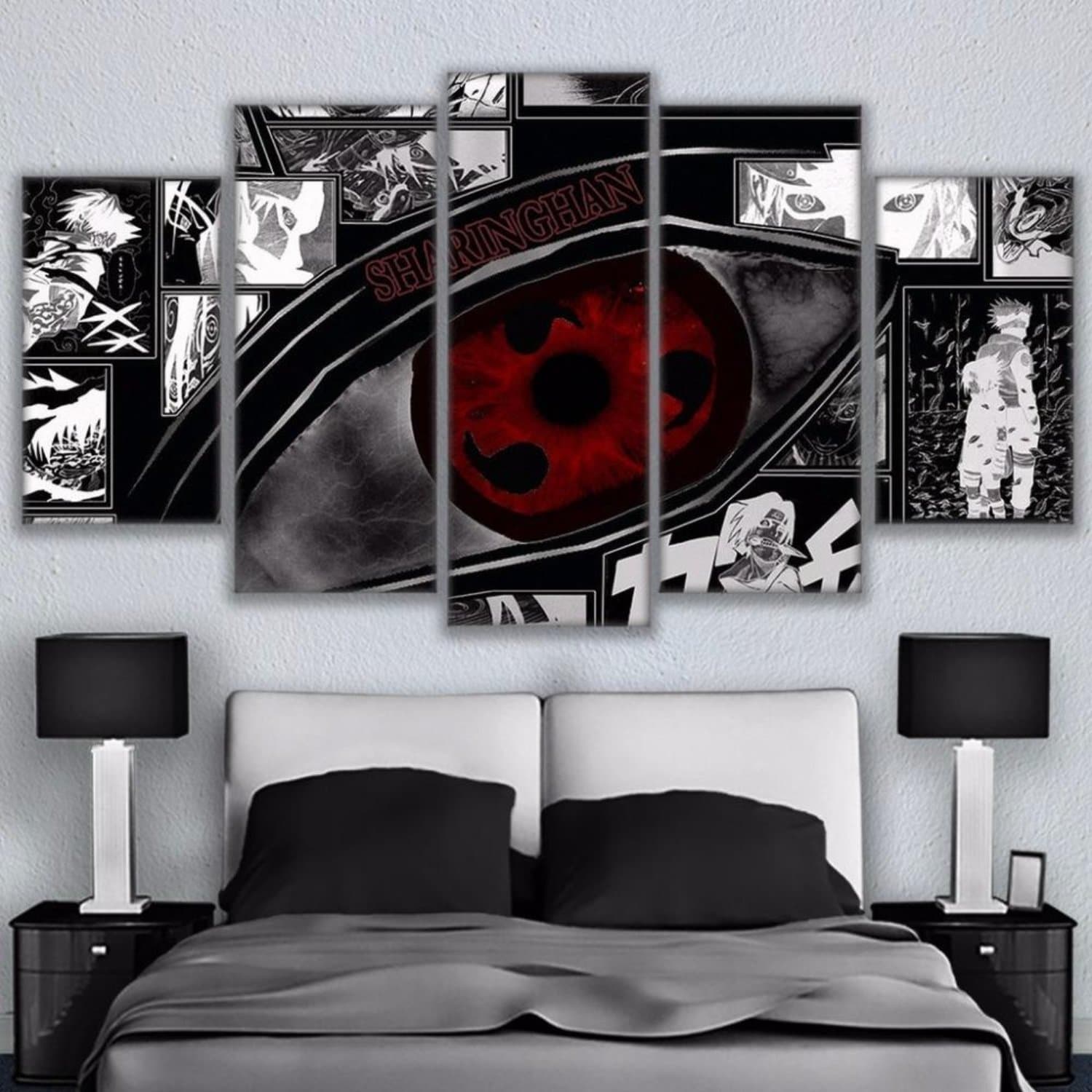 Modular Wall Art Pictures Canvas HD Printed Anime Painting Framed 5 Pieces Naruto Sharingan Poster Modern Home Decor Room