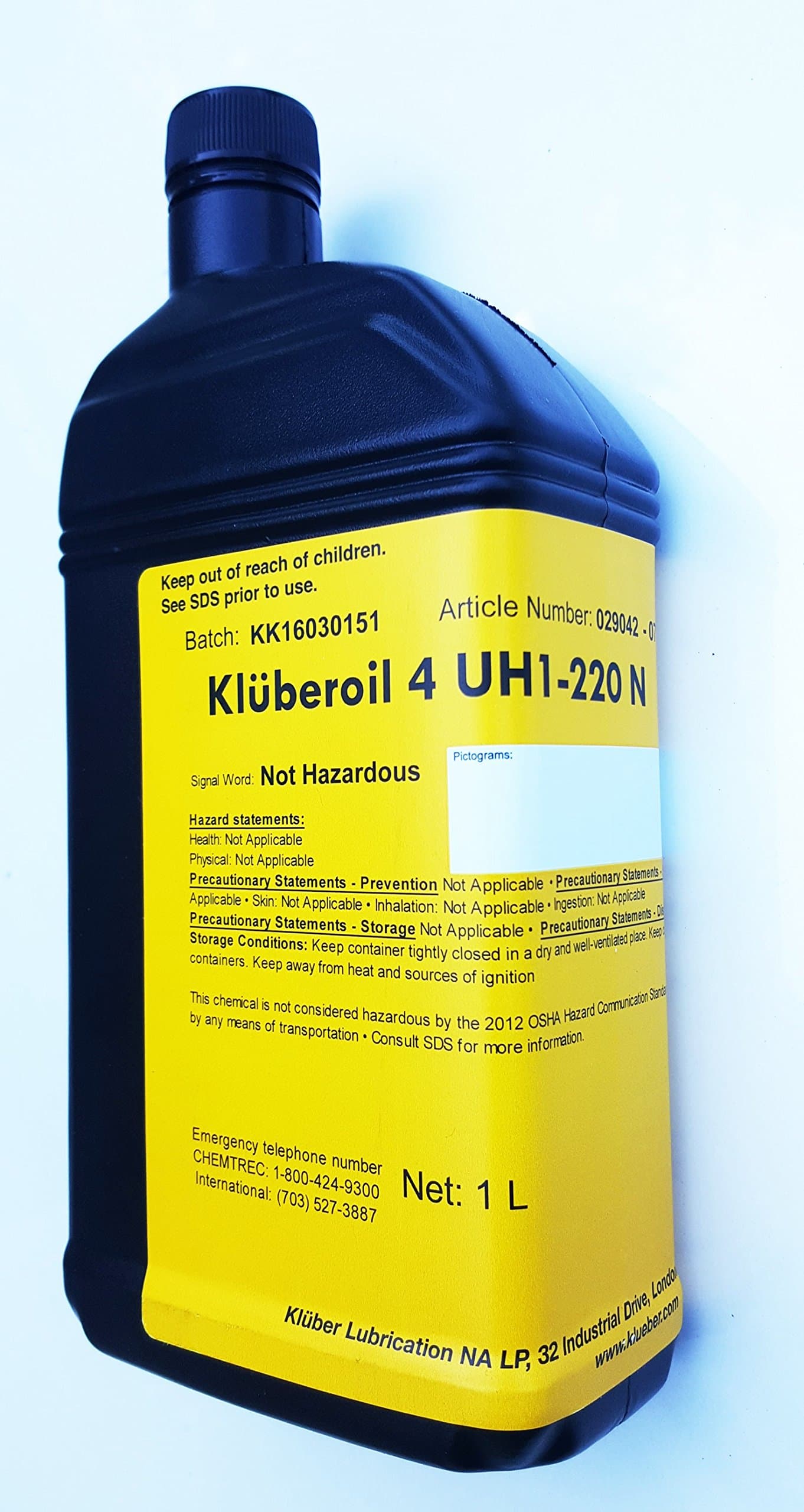 Kluberoil 4 UH1-220N Food Grade Synthetic Gear Oil I Liter