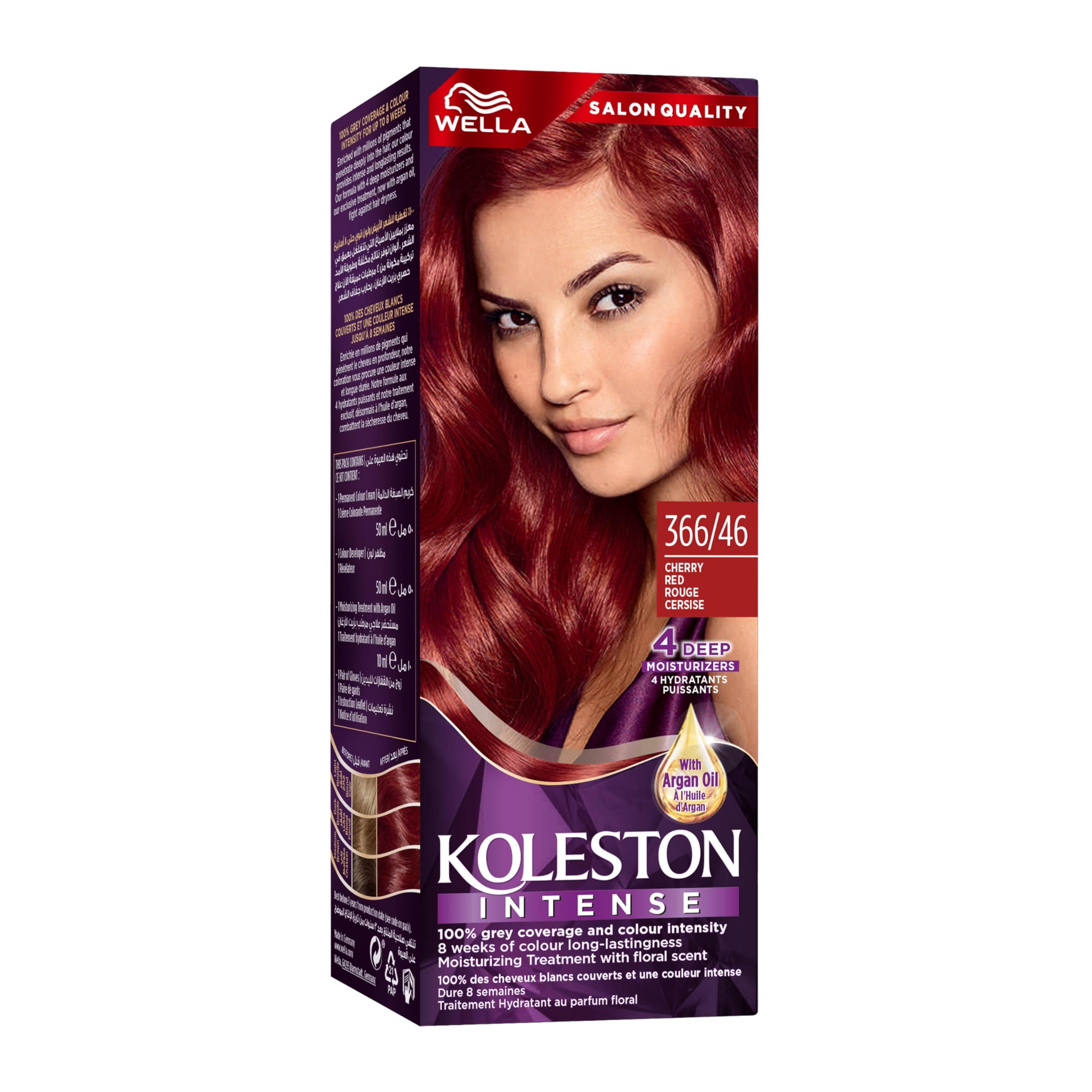 Wella Koleston Intense – Long-Lasting, Vibrant Hair Color with 100% Grey Coverage and Argan Oil – 366/46 Cherry Red