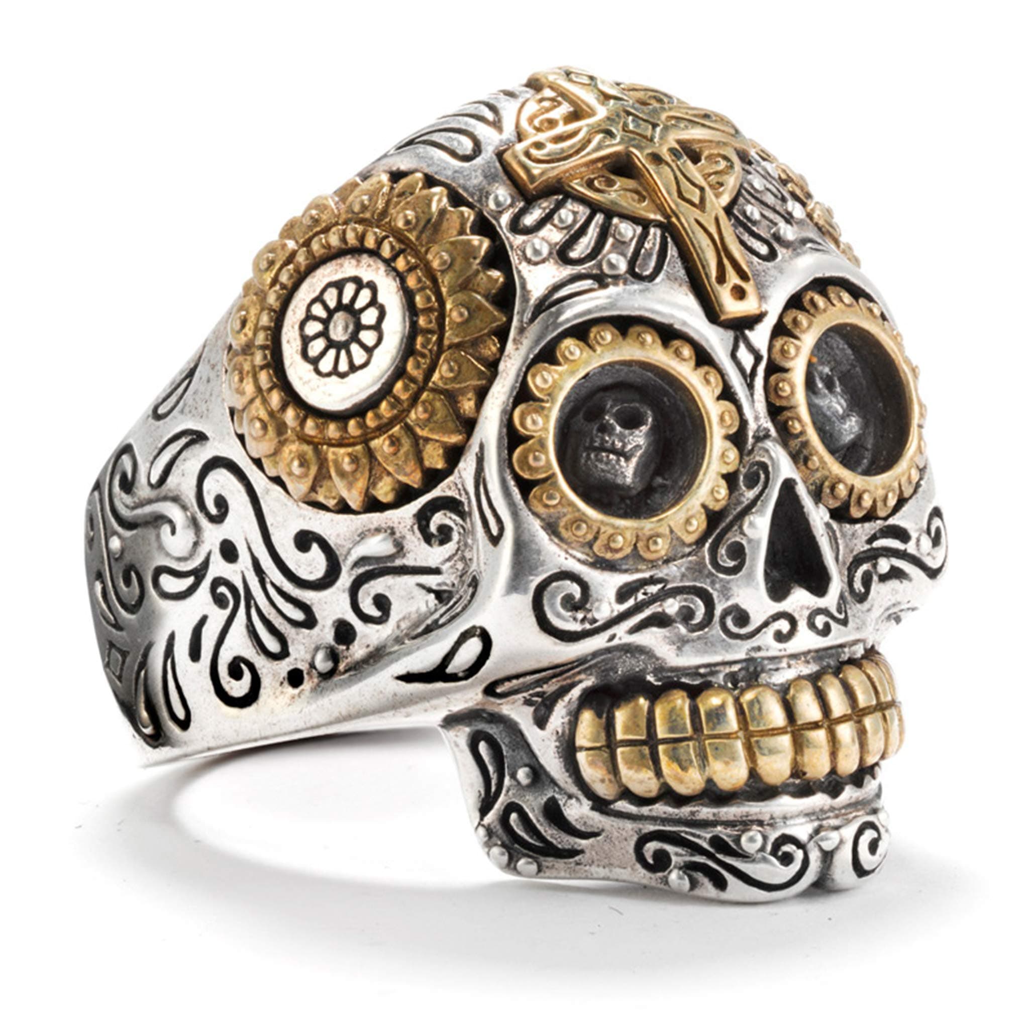 Men's Calavera Sugar Skull Ring in 925 Sterling Silver (US 10.0) by Silver Phantom Jewelry