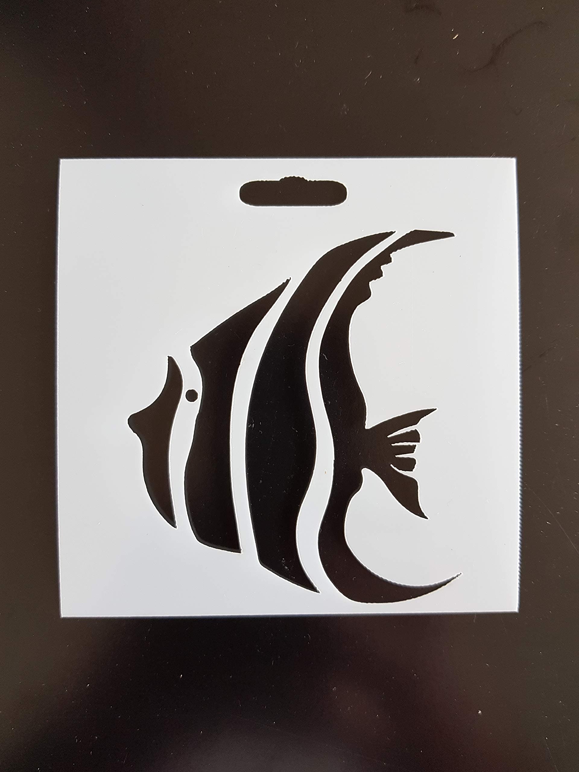 Angelfish Stencil, 3 x 3.5 inch - Sea Ocean Nautical Seashore Reef Fish Stencils for Painting Template
