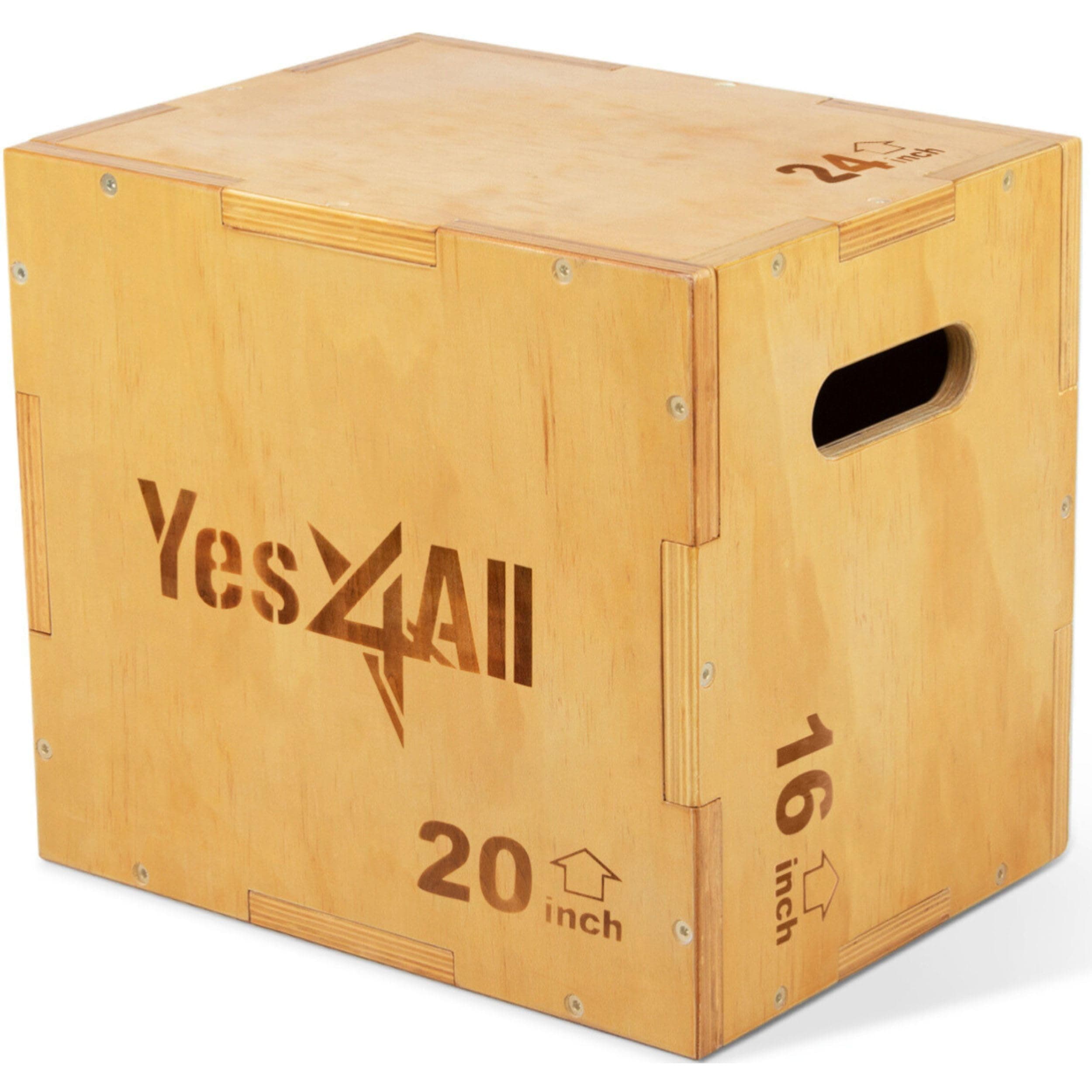 Yes4All Plyo Box, 3-in-1 Wooden Box Jumps for Home Gym, 450 lbs Boxes Step Up with Smooth Edges & Wide Built-in Handles for Jumping, Strength Training, Lunges, Squats, Dips