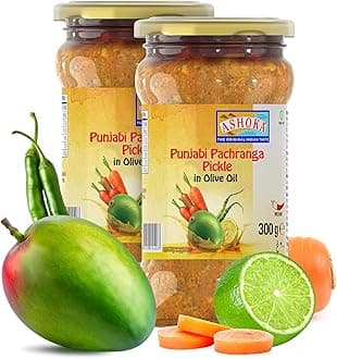 Ashoka 1932 | Olive Oil Pickles | All Natural | North Indian Pickle | Punjabi Pachranga Achar | Indian Pickle Jar | Pickled Pantry | Great for Cooking | 300 Grams (Pack of 2)