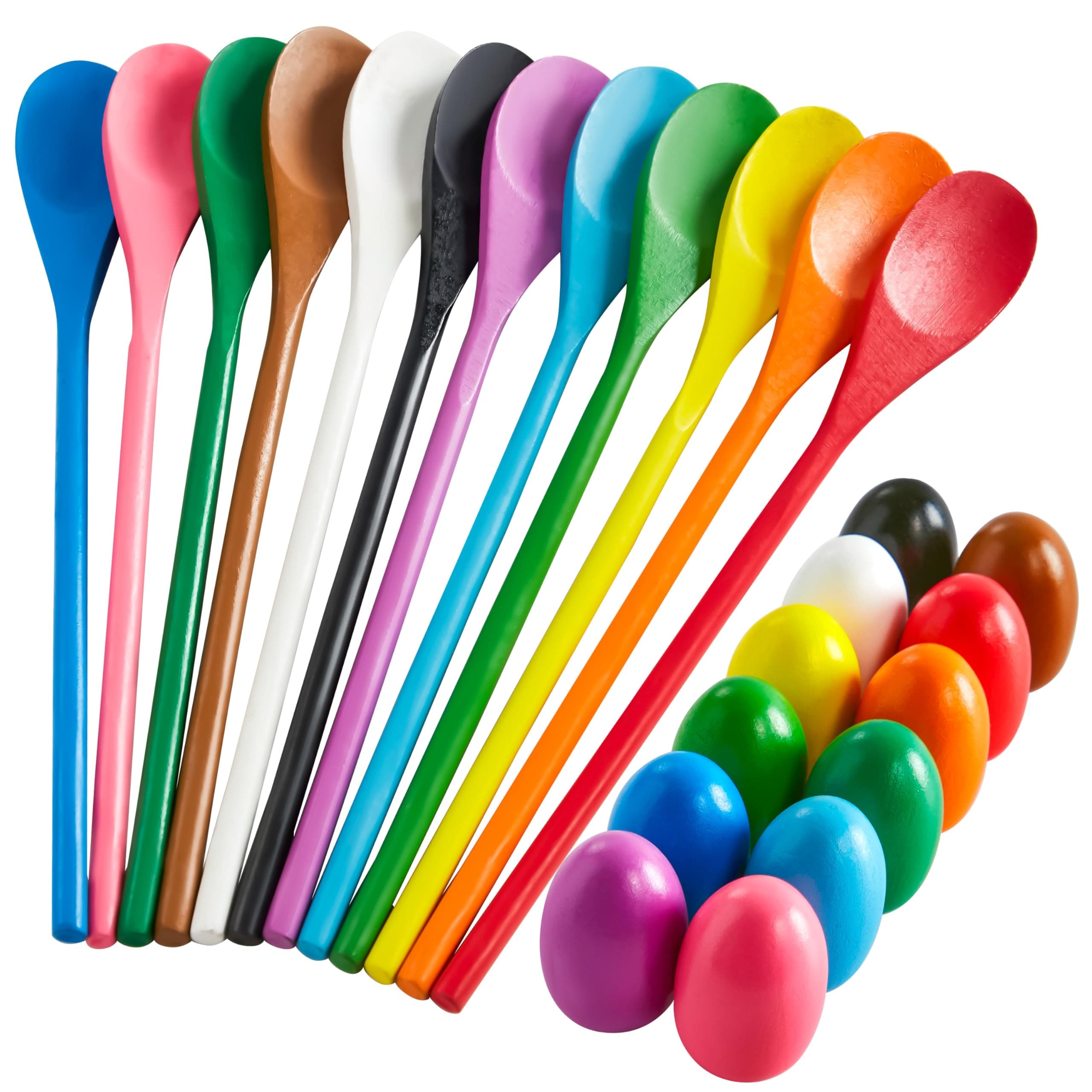 JOYIN 12 Players Carnival Game Egg and Spoon Relay Game for Kids & Family Activity Holiday Halloween Outdoor Yard Easter Egg Hunt Birthday Party Lawn Carnival Games