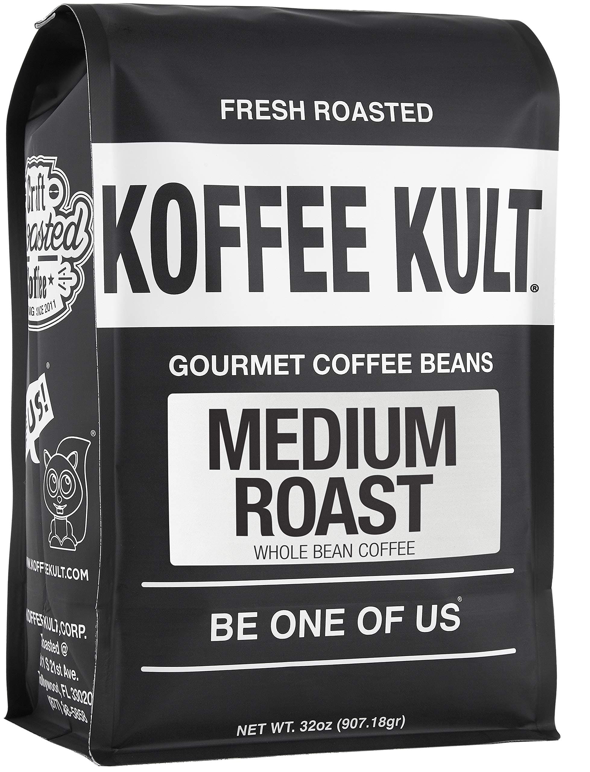 Koffee Kult Medium Roast Smooth and Flavorful Medium Roast Coffee Beans- Perfect for a Relaxing Cup Anytime (Medium Roast, 32oz)