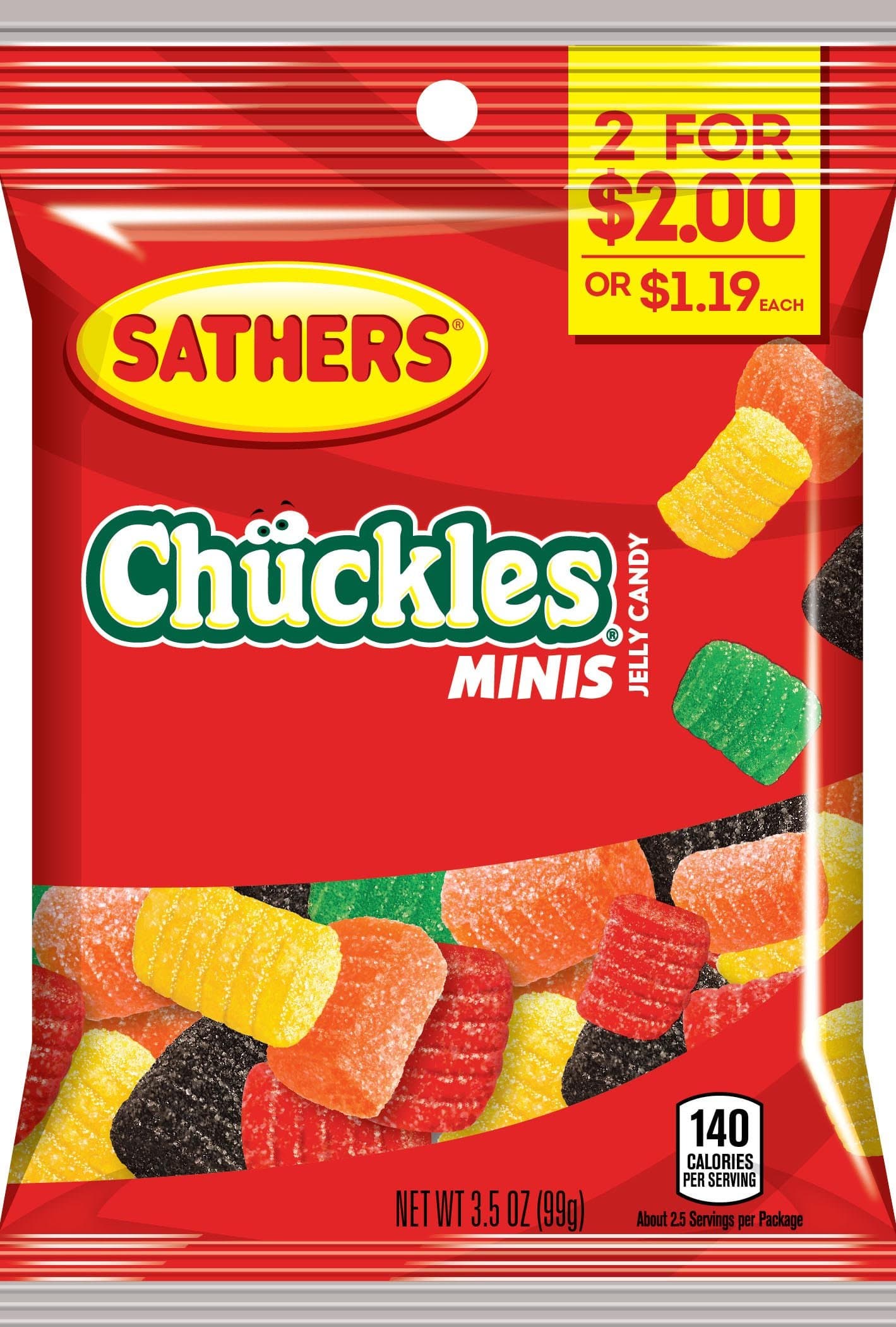 Sathers Mini Chuckles Jelly Candy, Lemon/Anise/Orange/Lime, 3.5 Ounce (Pack of 12)