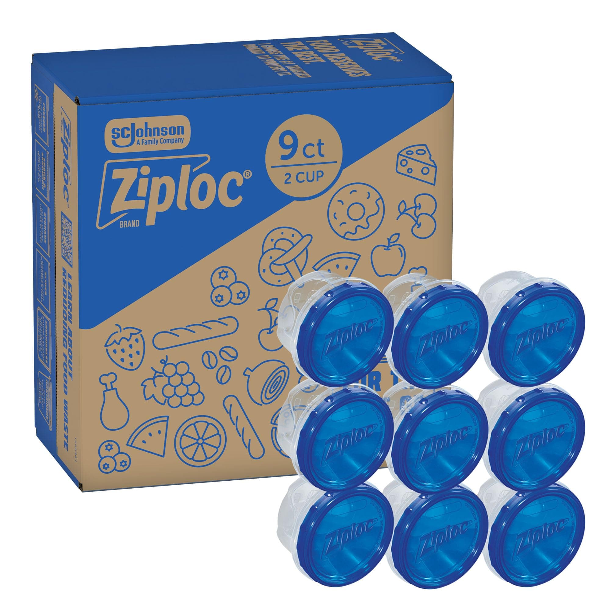 Ziploc Brand Twist n Loc Food Storage Containers, Leak Resistant Design, Small Round, 9 count