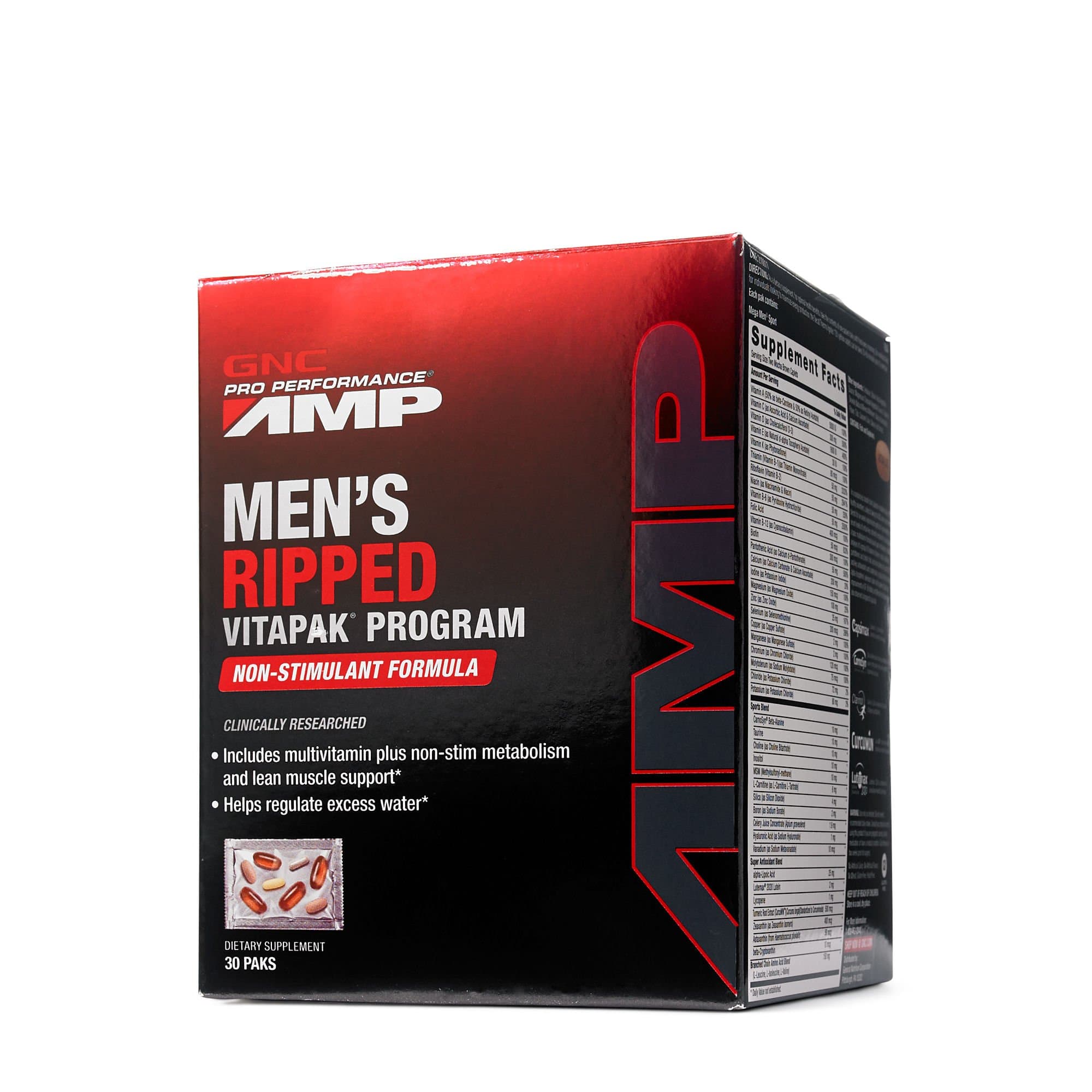 GNC Pro Performance AMP Men's Ripped Vitapak Non-Stimulate, 30 Count