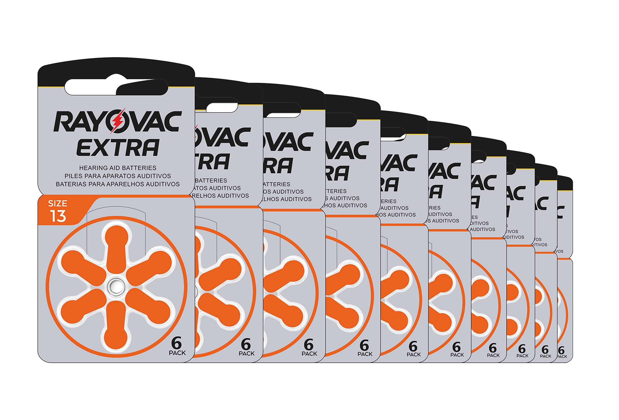 WNS-emg-World Big Box Pack Rayovac Extra Typ 13 Hörgerätebatterien Zinc Air P13 PR48 ZL2, 60 Pieces