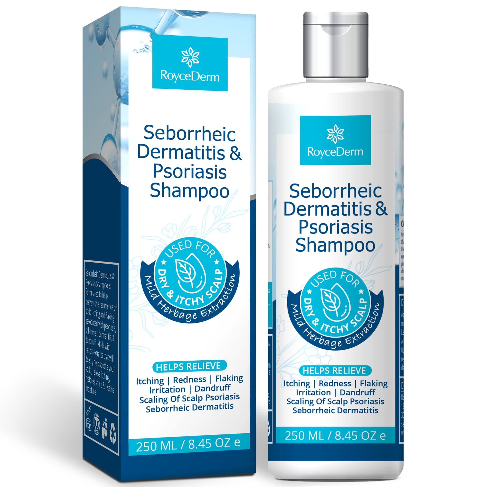 Roycederm Seborrheic Dermatitis Shampoo – Psoriasis, Dandruff & Folliculitis Care – Scalp Treatment for Itch, Flakes & Irritation