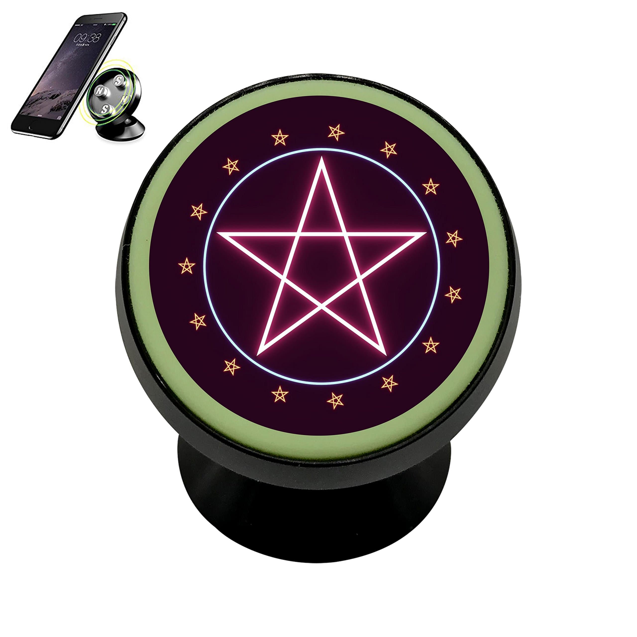 Se50K Pentagram Magic Glyphs Pentacle Vehicle Phone Mount Magnetic Phone Car Bracket Holder Noctilucent Mobile Magnets Universal Cell Phone iPhone Kit Gadget