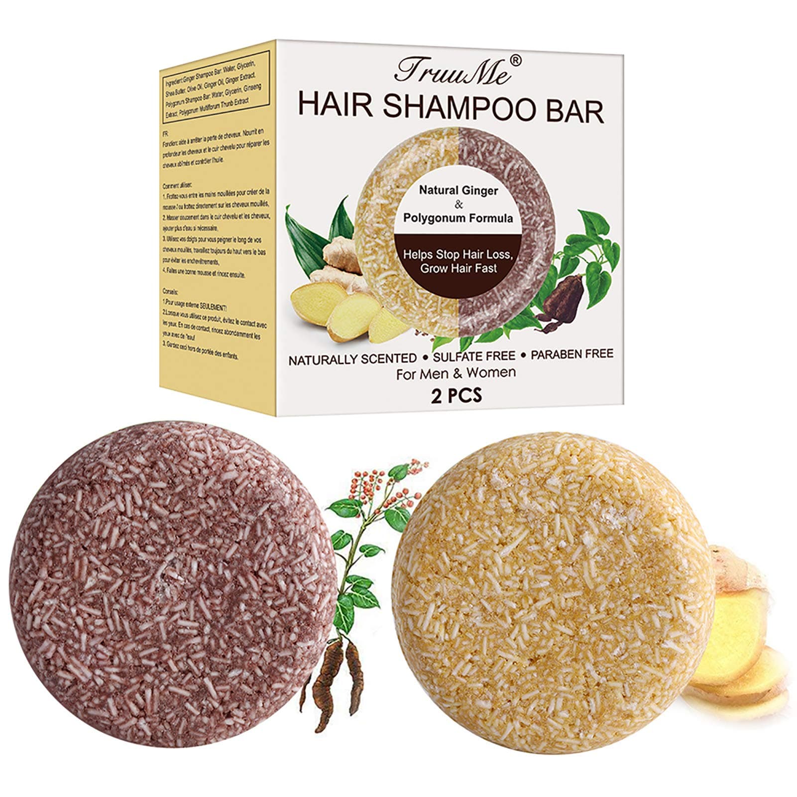Hair Darkening Shampoo Bar, Bar Shampoo For Hair, Solid Shampoo Bar, Hair Soap, 2Pcs Bar Shampoo Natural, Hair Soap Bar, Helps Stop Hair Loss, Hair Regrowth, Hair Loss Treatment for Men & Women