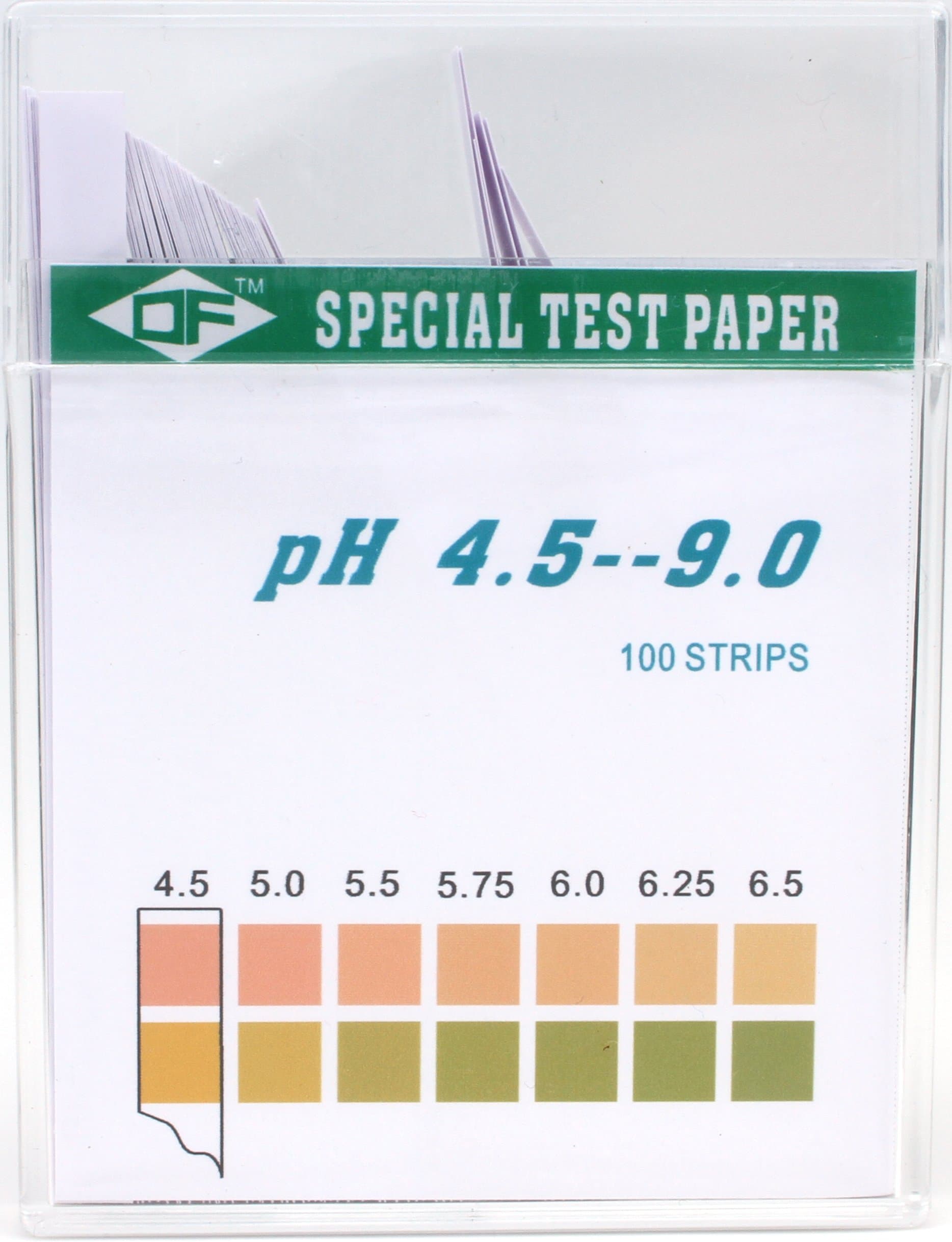 Plastic pH Test Strips, Universal Application (pH 4.5-9.0), 100 strips