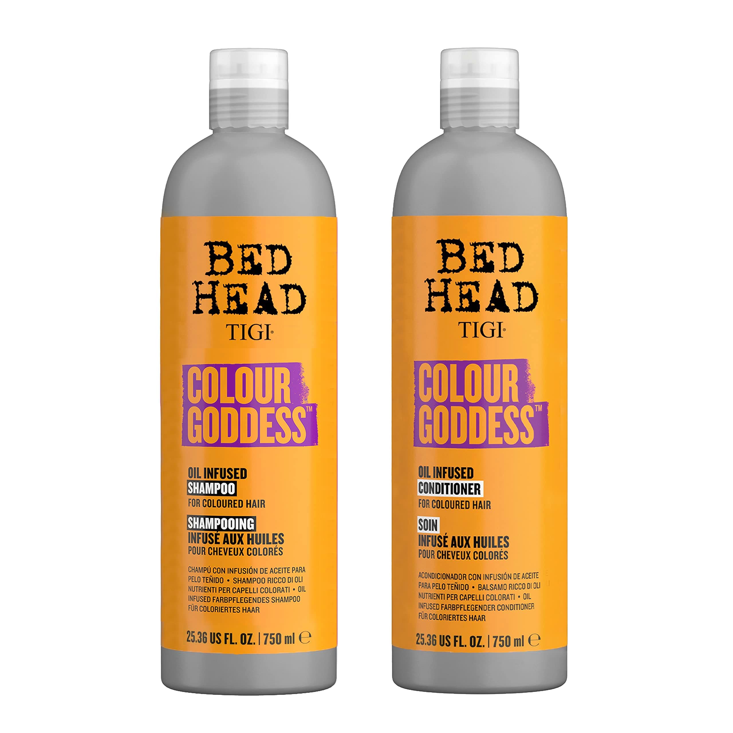 Bed Head Moisturizing Shampoo and Conditioner Set for dyed hair, Colour Goddess with Sweet Almond & Coconut Oils, 25.36 fl oz, 2 Pack