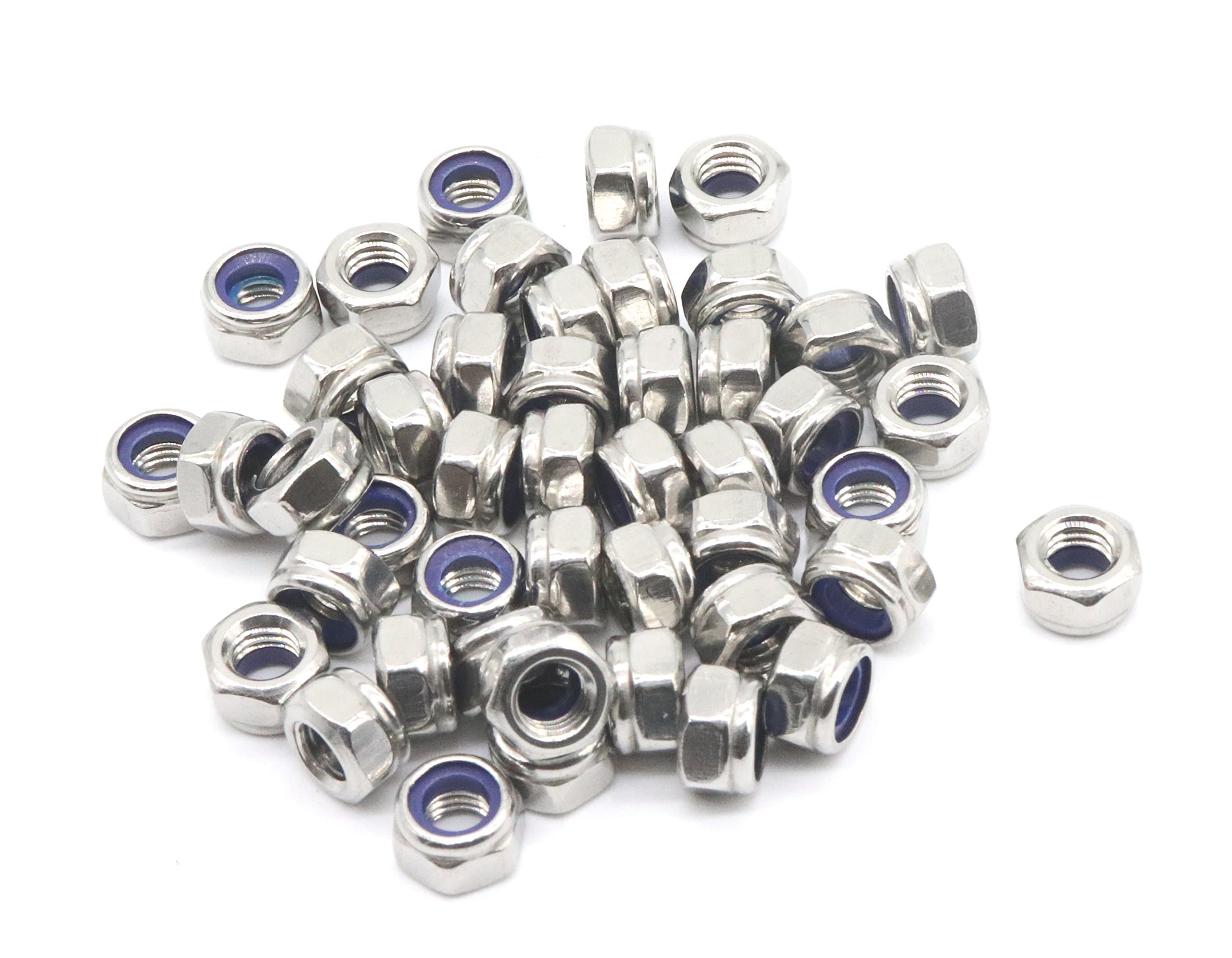 BinifiMux 35Pcs M5 x 0.8mm Stainless Steel Self-Lock Nylon Inserted 5mm Locking Nuts for Wheels, 3D Printer, Bike