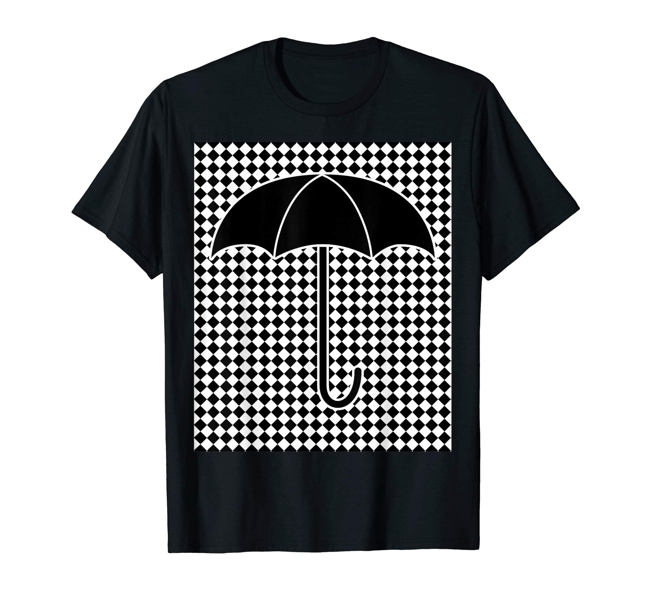 Get checkered apparelCheckered Black and White Umbrella Plaid Summer Weather T-Shirt